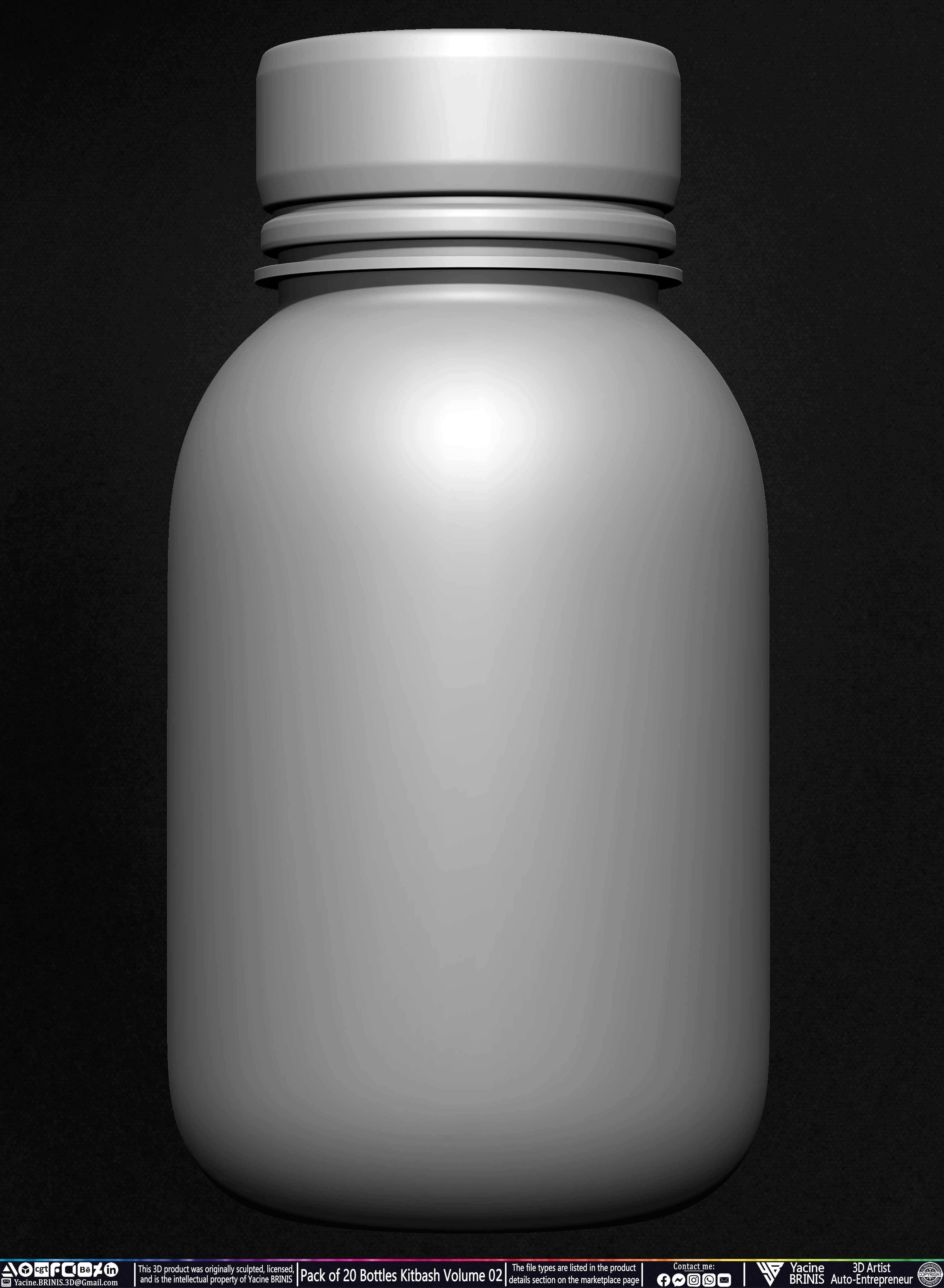 Pack of 20 Bottles Kitbash Volume 02 Low-poly 3D model_20