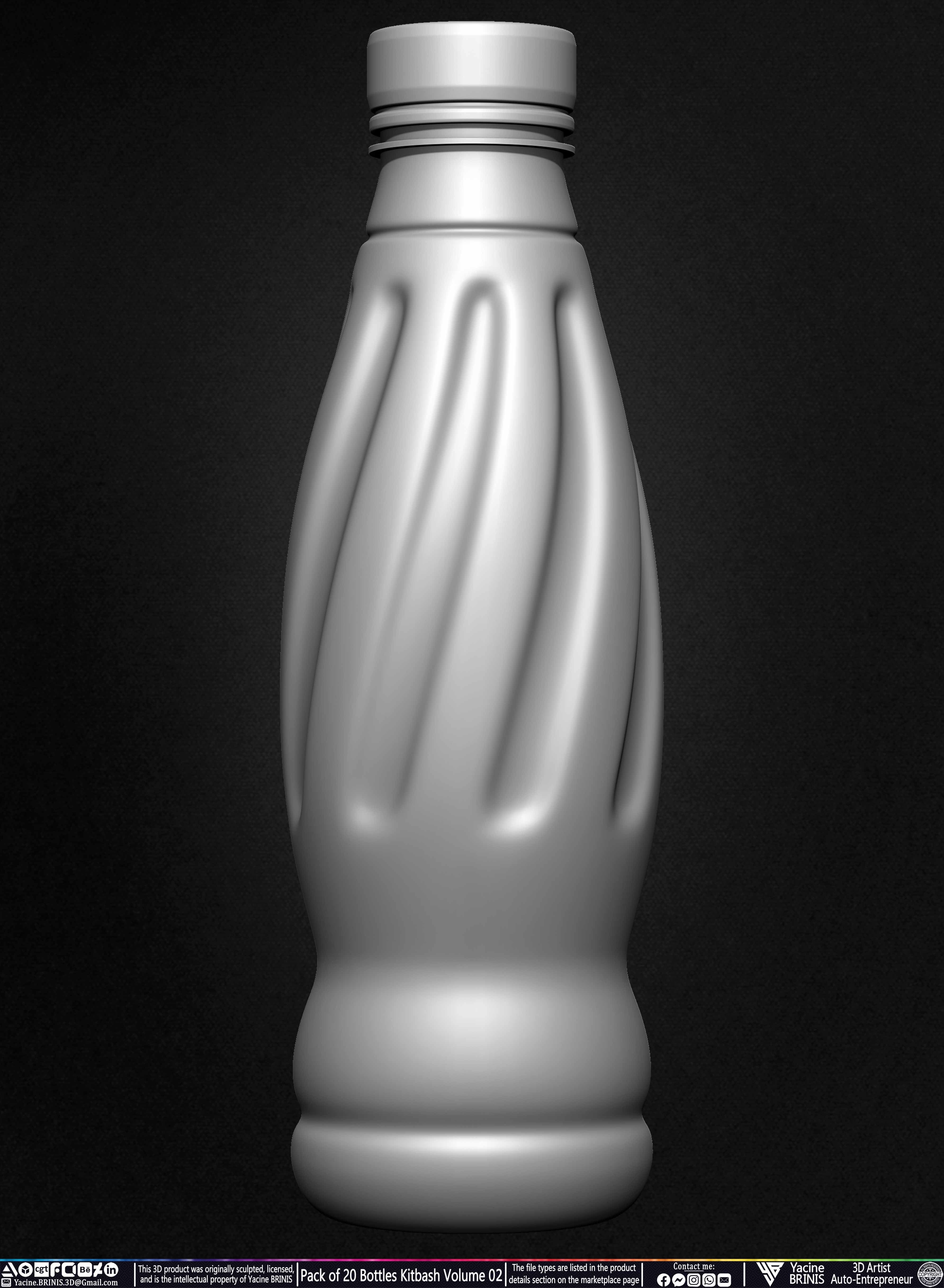 Pack of 20 Bottles Kitbash Volume 02 Low-poly 3D model_11