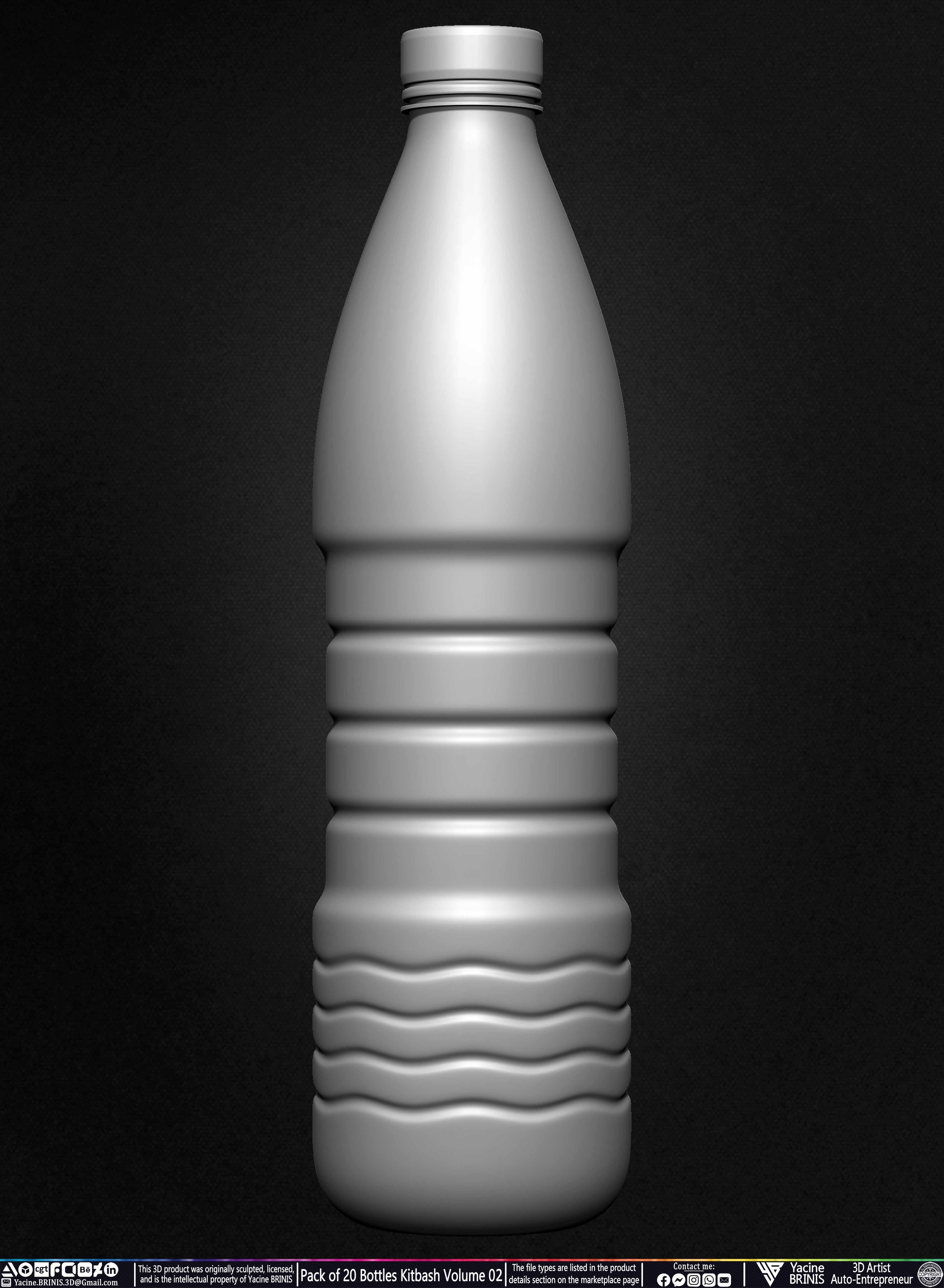 Pack of 20 Bottles Kitbash Volume 02 Low-poly 3D model_17