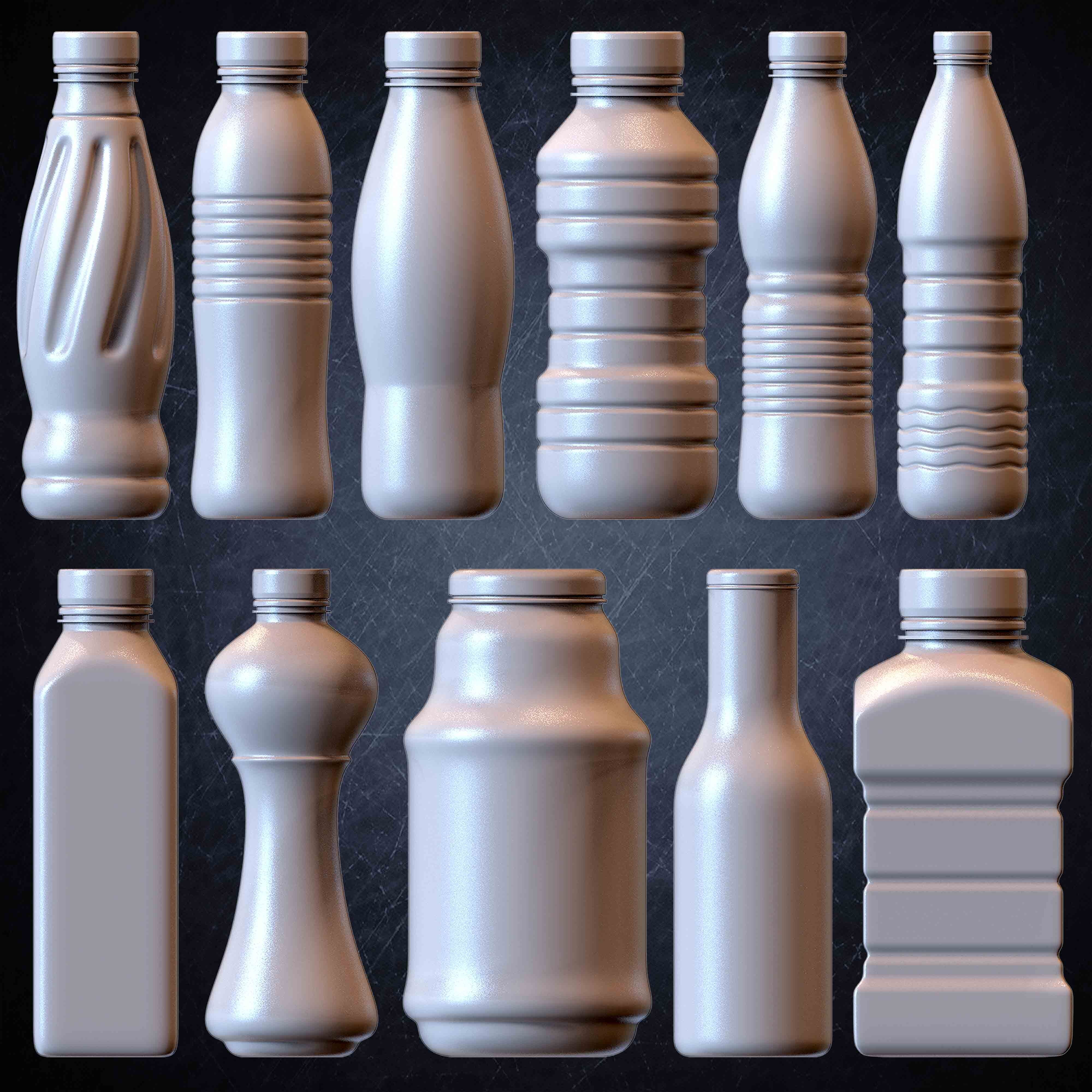 Pack of 20 Bottles Kitbash Volume 02 Low-poly 3D model_7