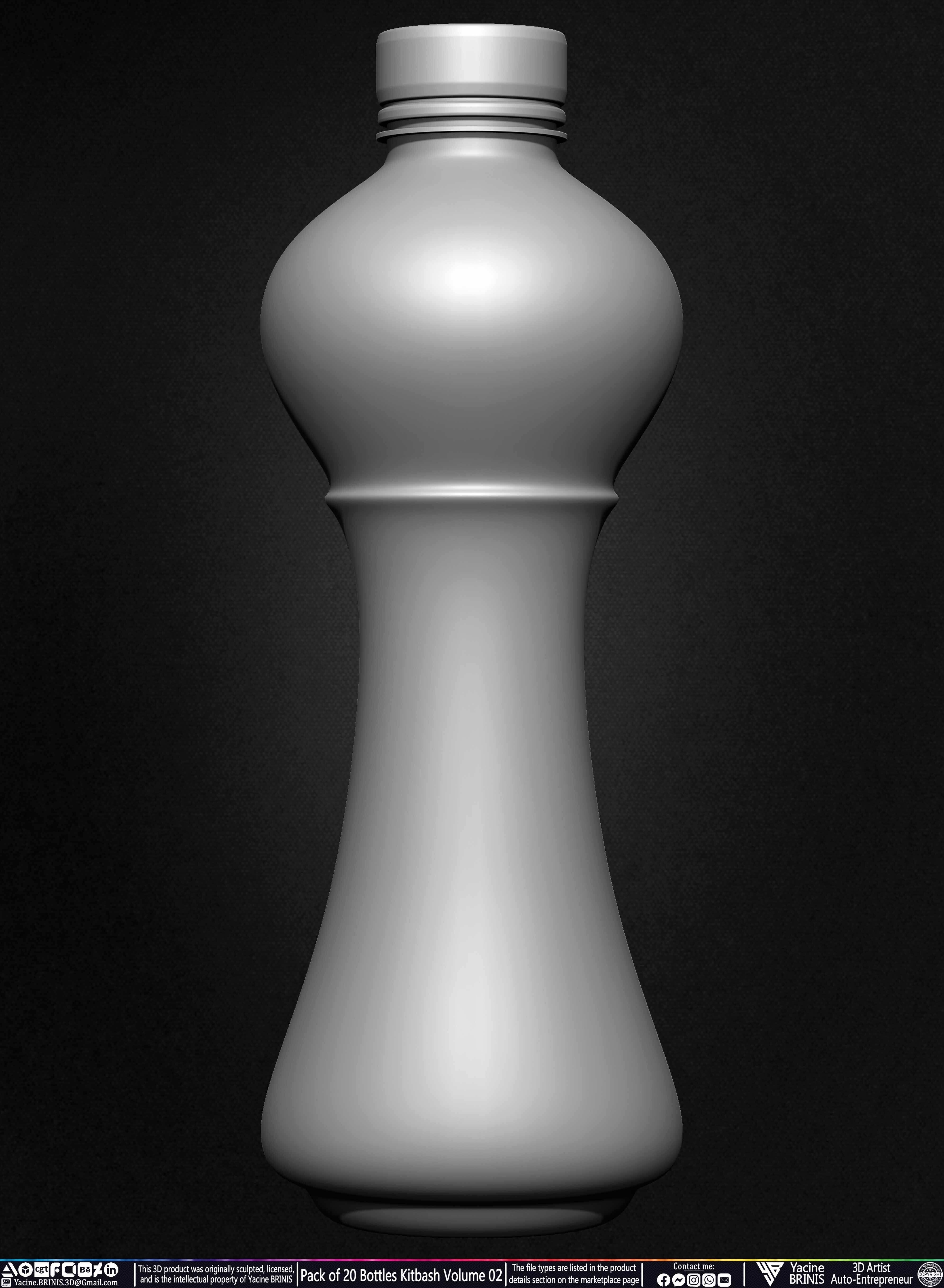 Pack of 20 Bottles Kitbash Volume 02 Low-poly 3D model_24