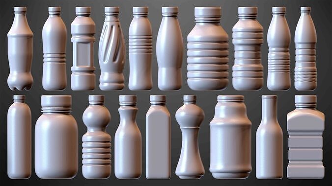 Pack of 20 Bottles Kitbash Volume 02 Low-poly 3D model 5
