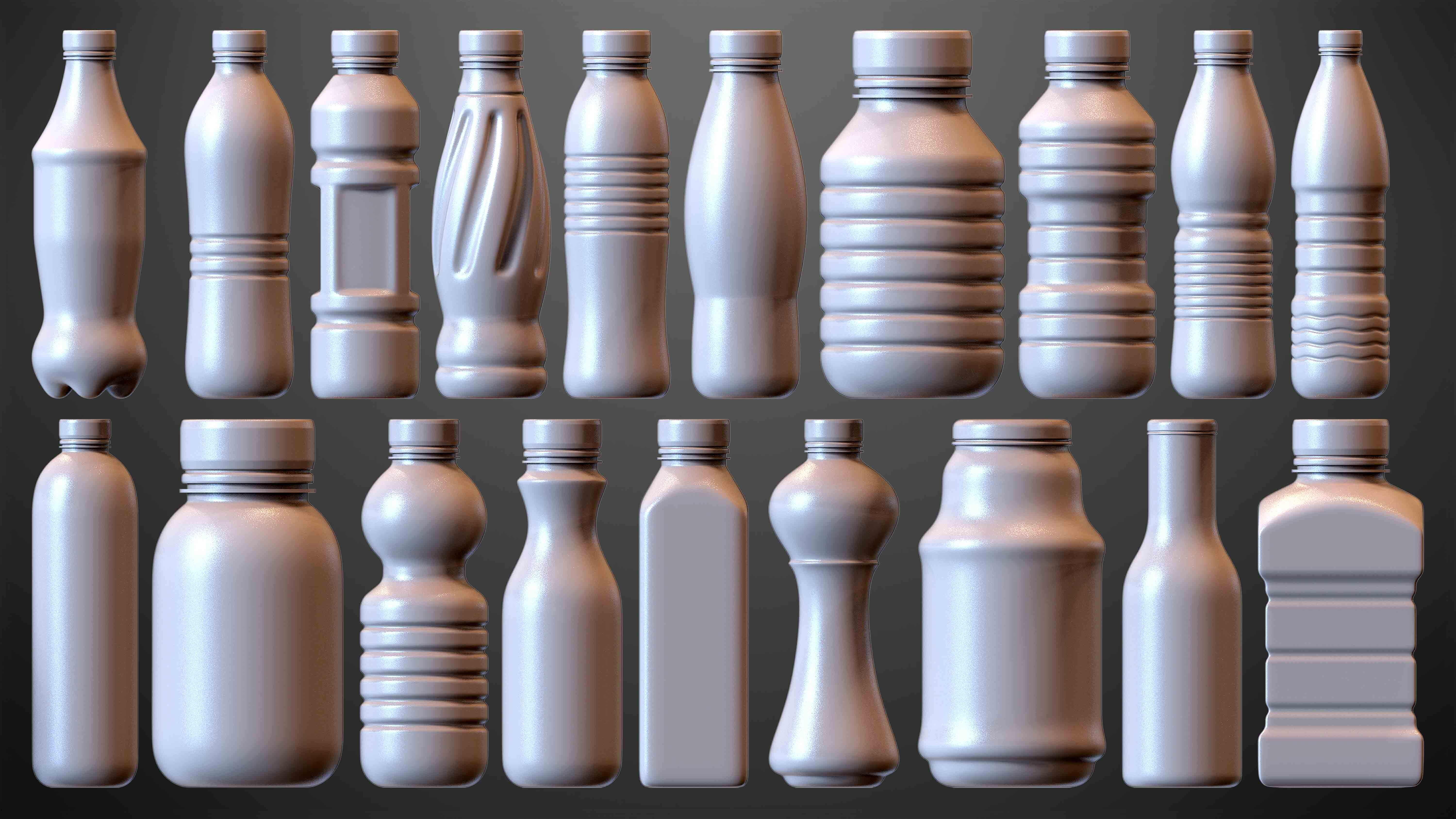 Pack of 20 Bottles Kitbash Volume 02 Low-poly 3D model_4