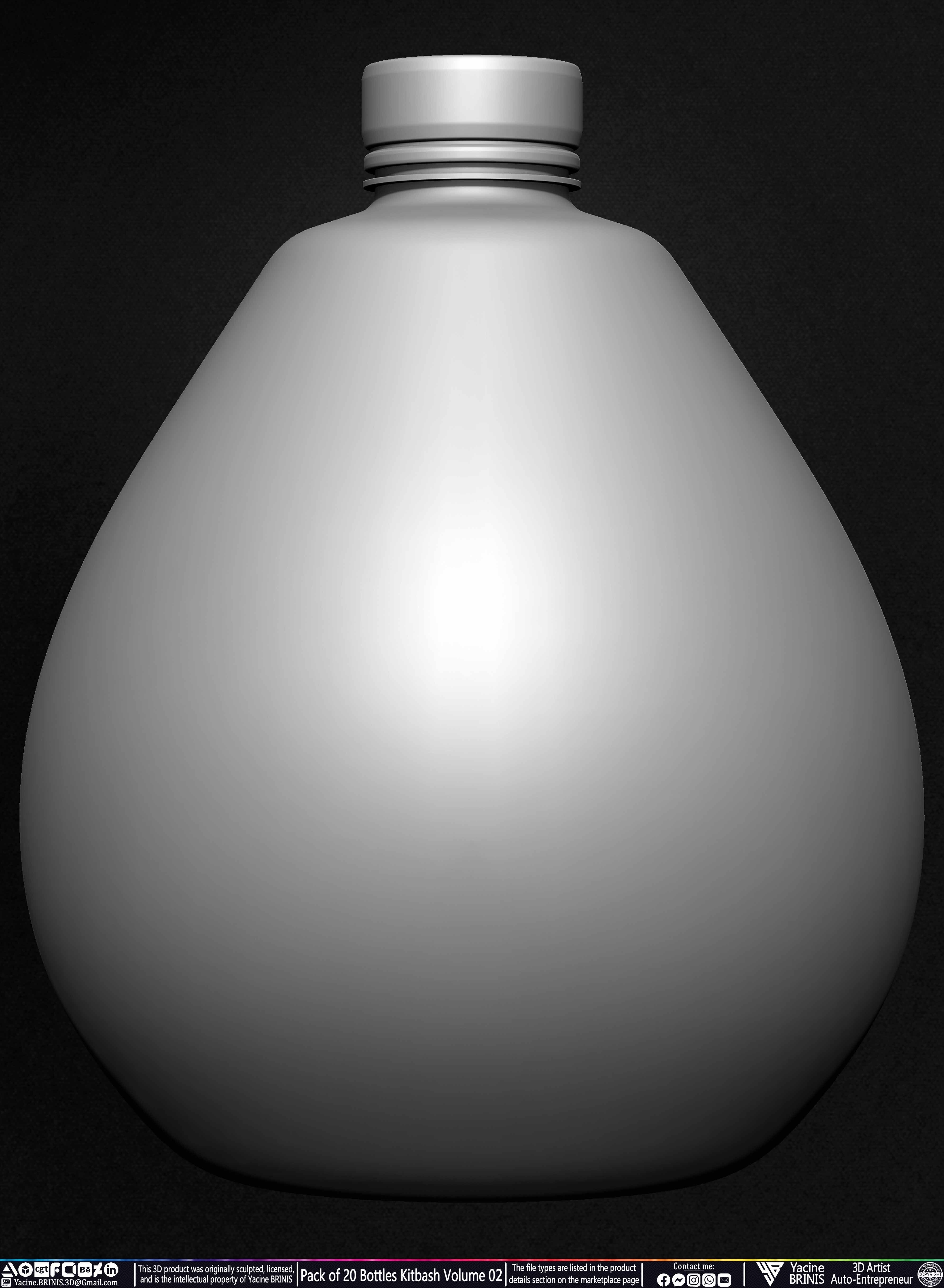 Pack of 20 Bottles Kitbash Volume 02 Low-poly 3D model_18