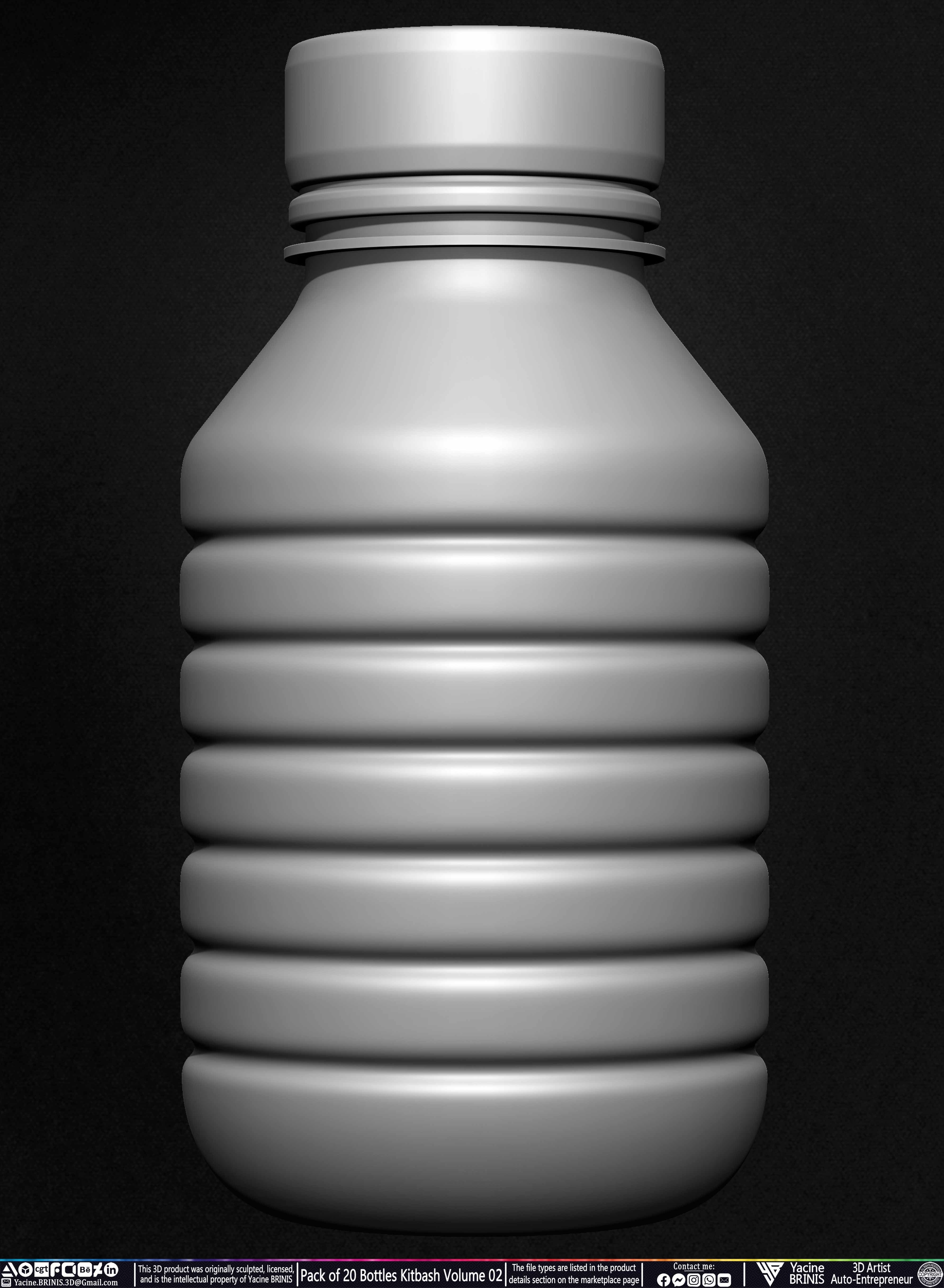 Pack of 20 Bottles Kitbash Volume 02 Low-poly 3D model_14