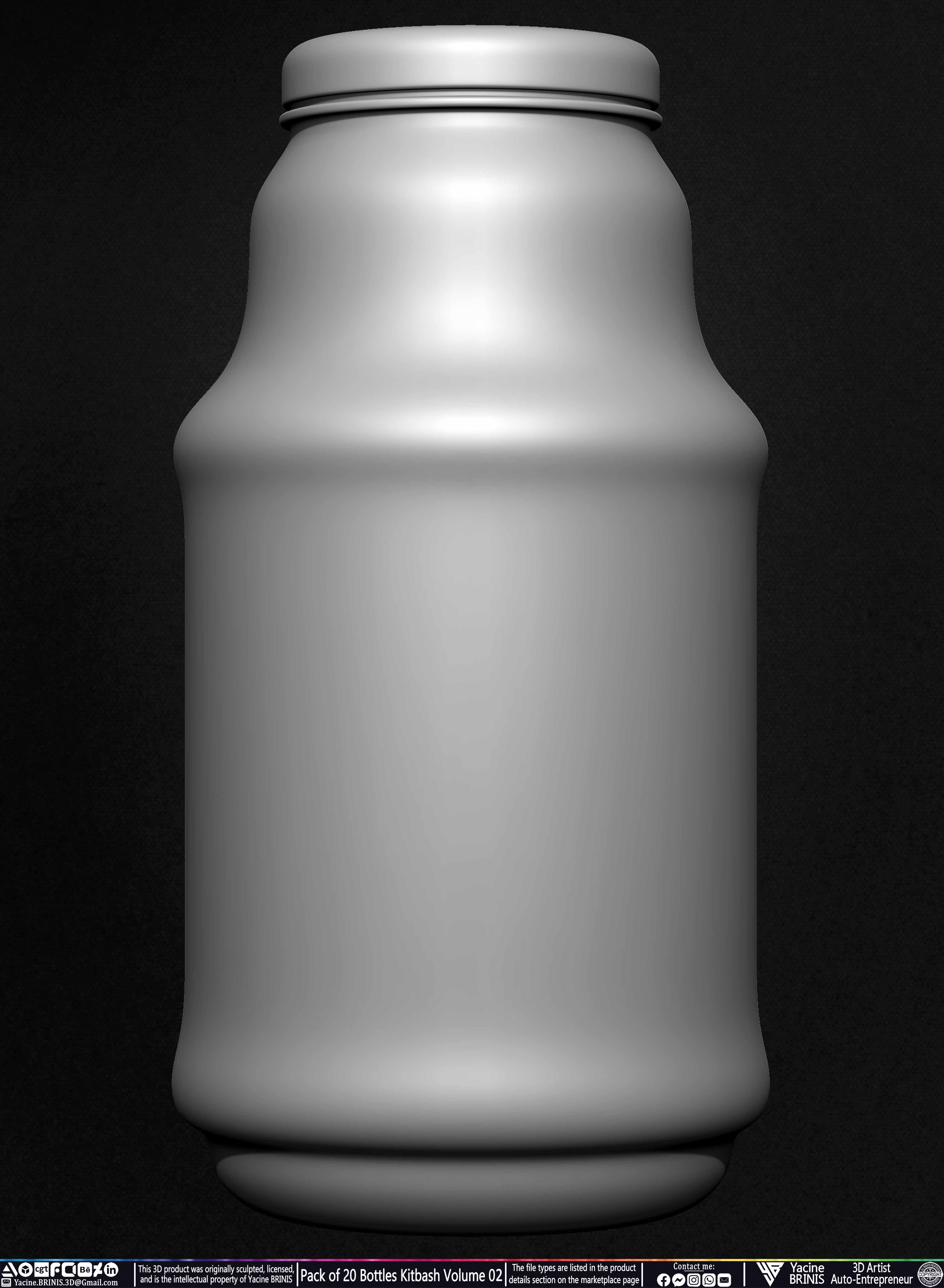 Pack of 20 Bottles Kitbash Volume 02 Low-poly 3D model_25