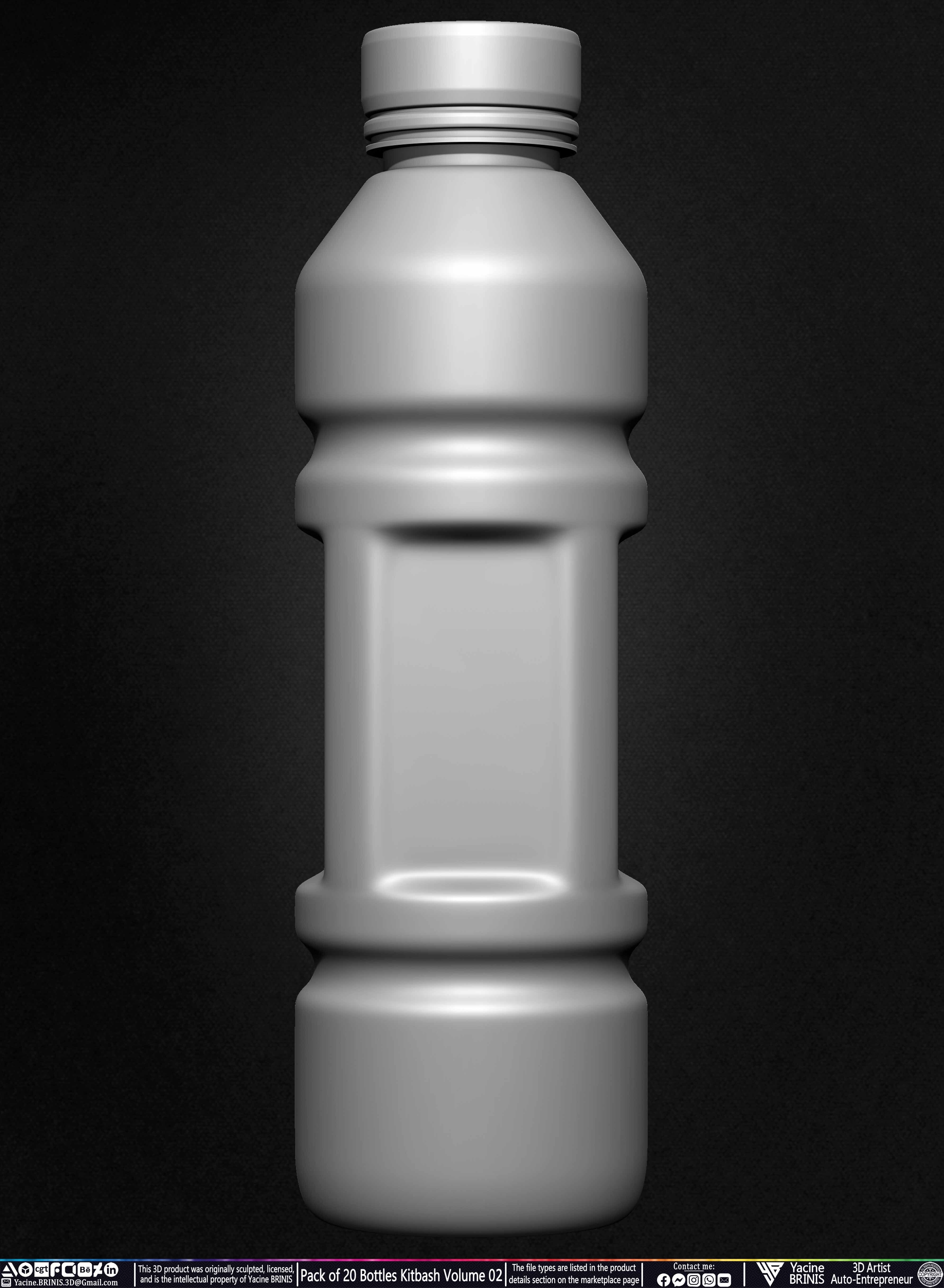 Pack of 20 Bottles Kitbash Volume 02 Low-poly 3D model_10