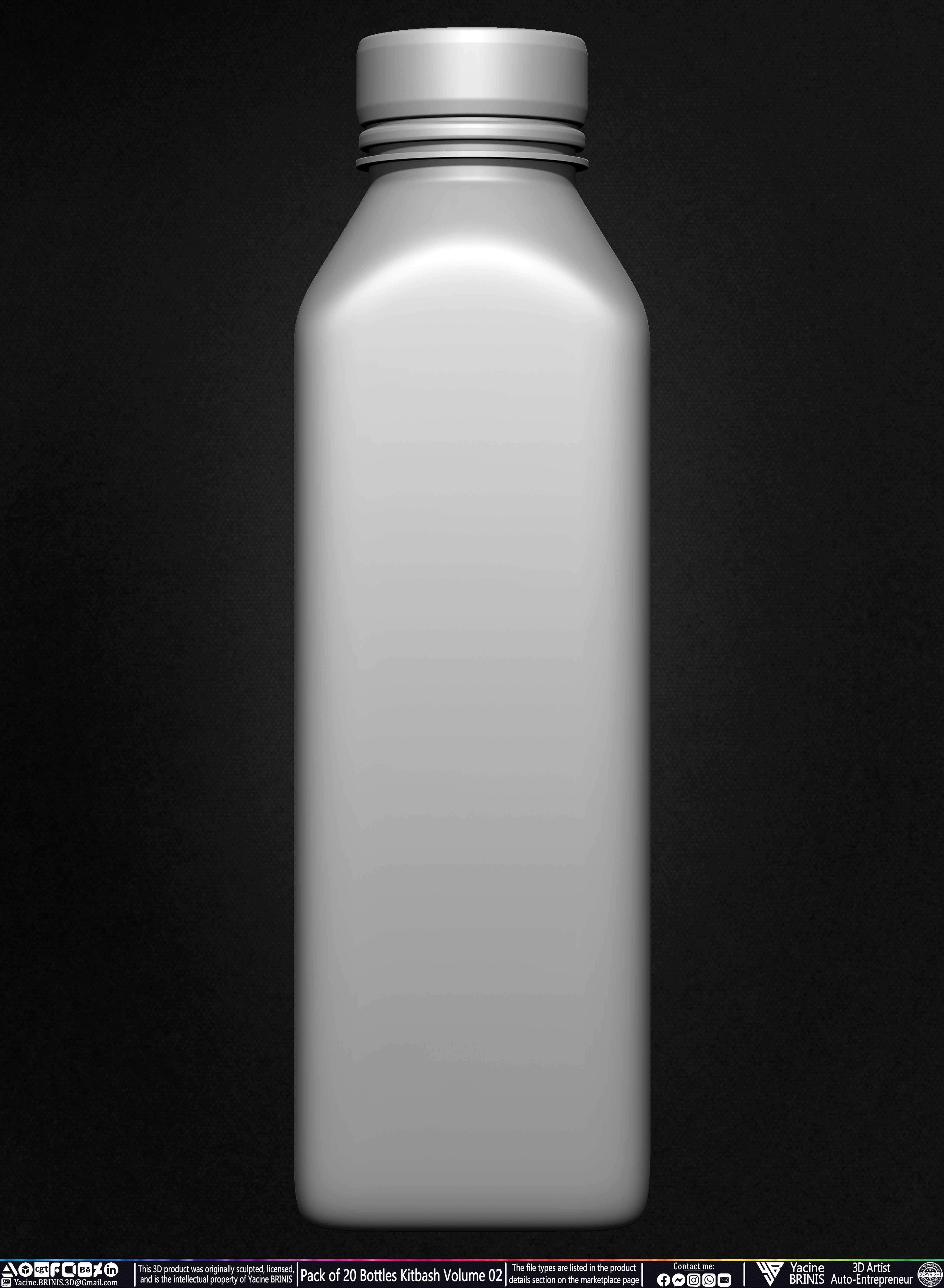 Pack of 20 Bottles Kitbash Volume 02 Low-poly 3D model_23