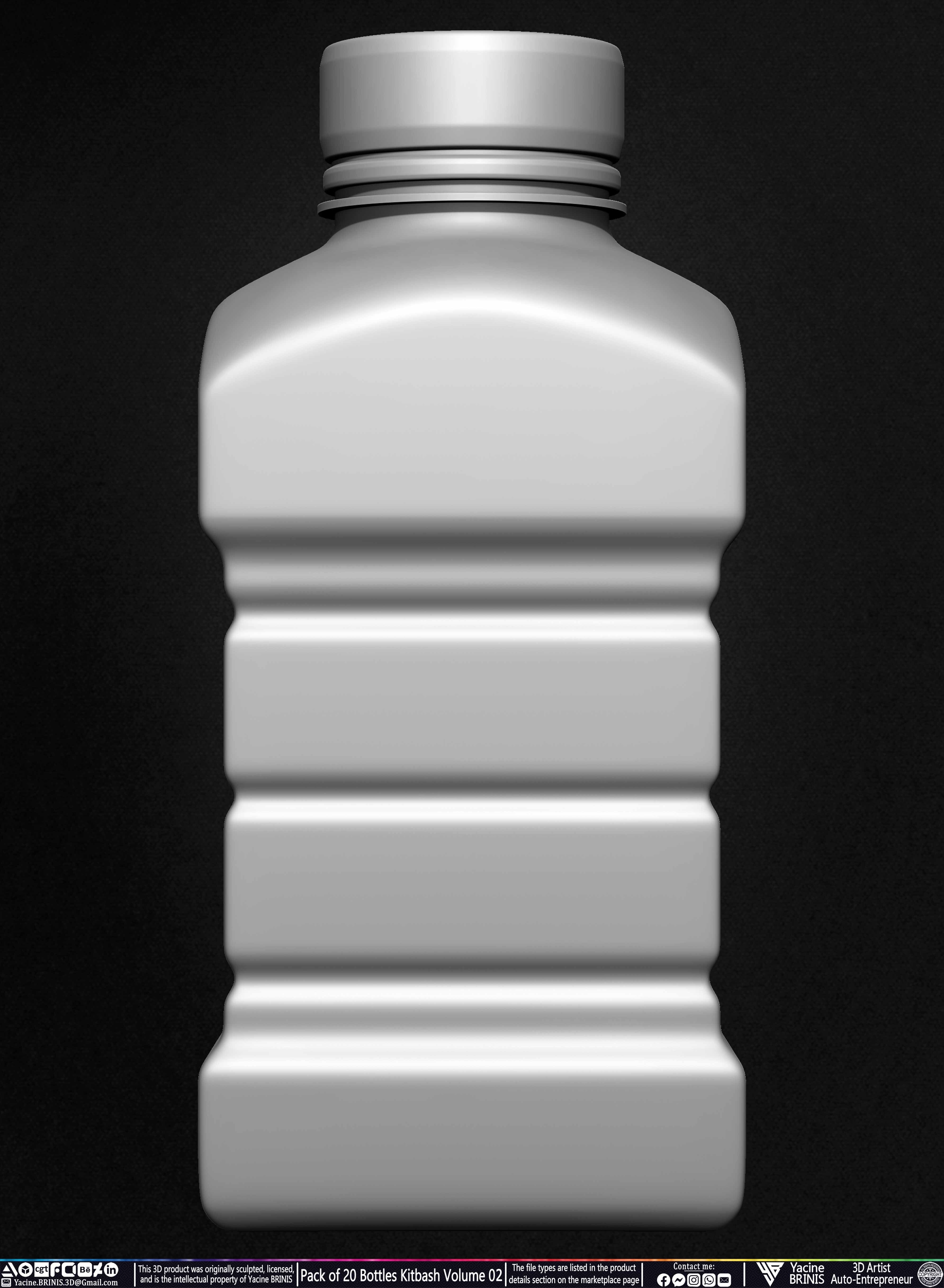 Pack of 20 Bottles Kitbash Volume 02 Low-poly 3D model_27