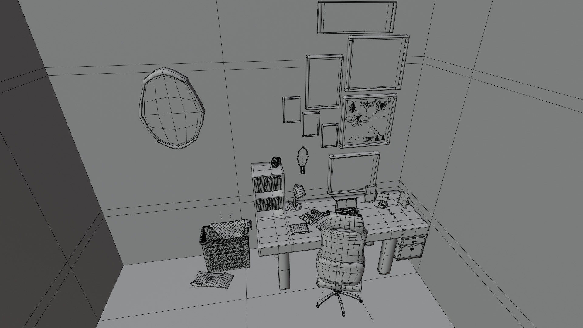 Gothic Room Desk Low-poly 3D model_14