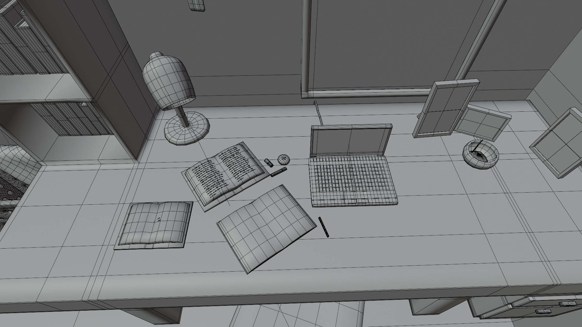 Gothic Room Desk Low-poly 3D model_12