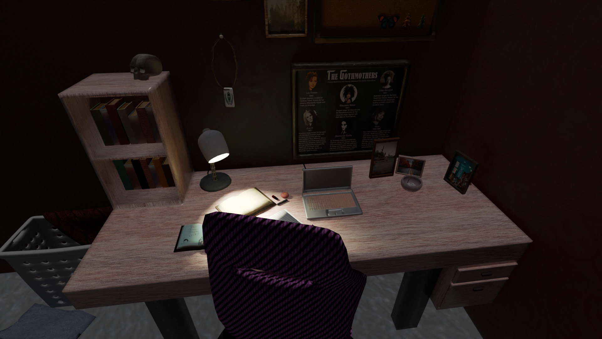 Gothic Room Desk Low-poly 3D model_4