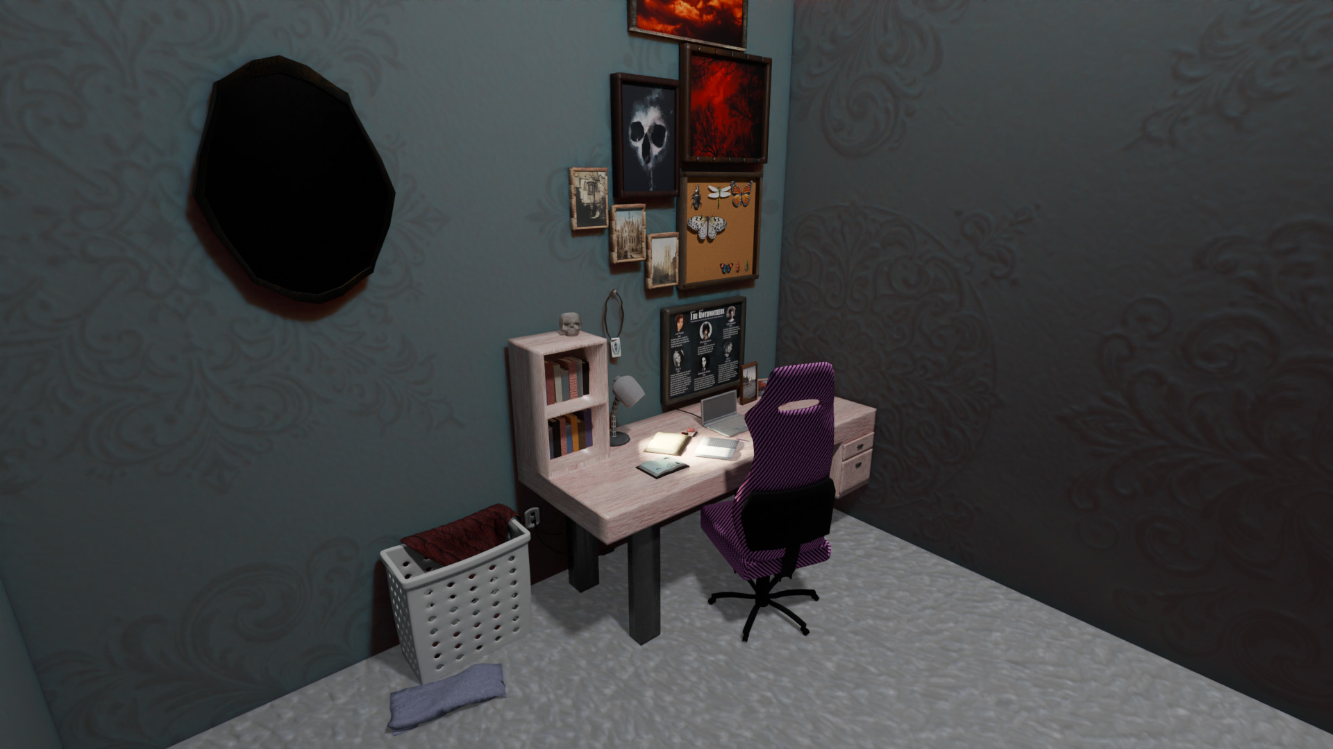 Gothic Room Desk Low-poly 3D model_3