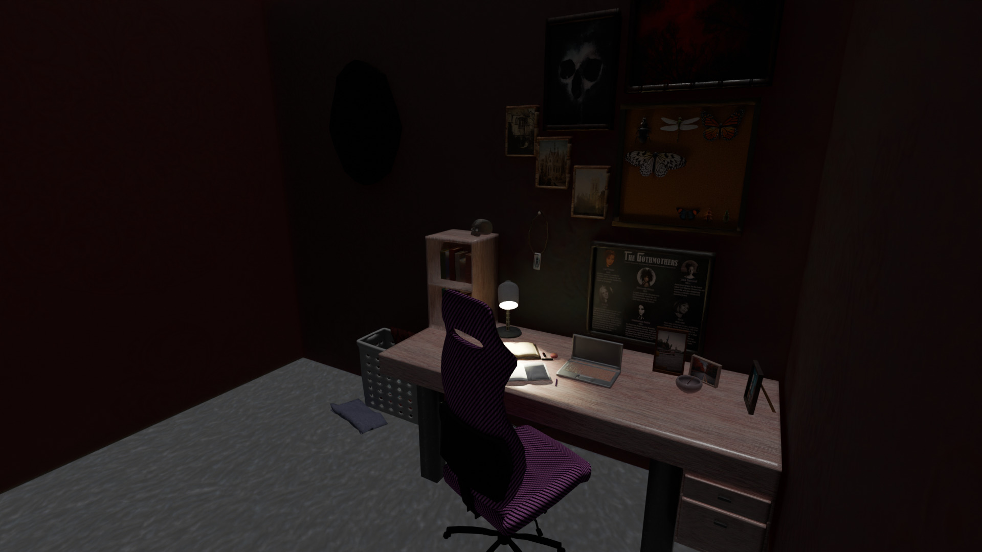 Gothic Room Desk Low-poly 3D model_1