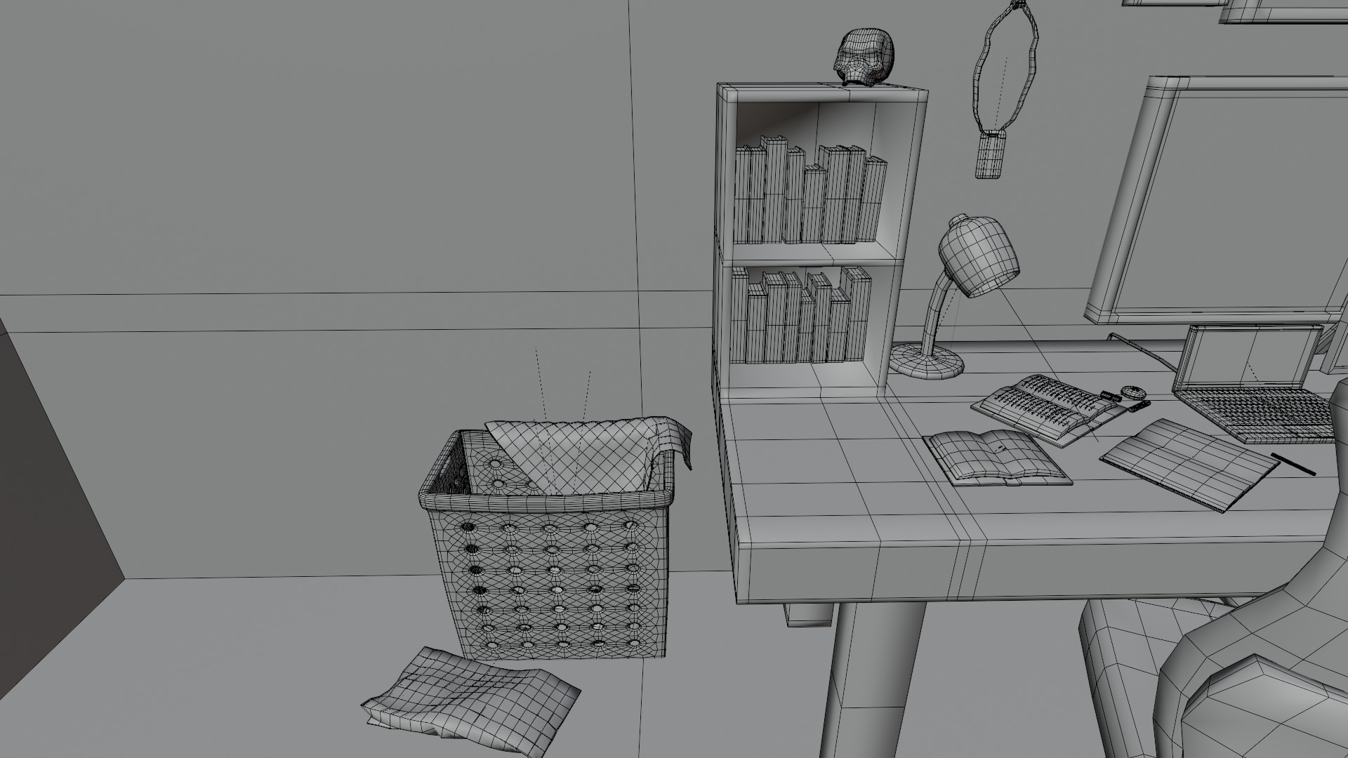 Gothic Room Desk Low-poly 3D model_13