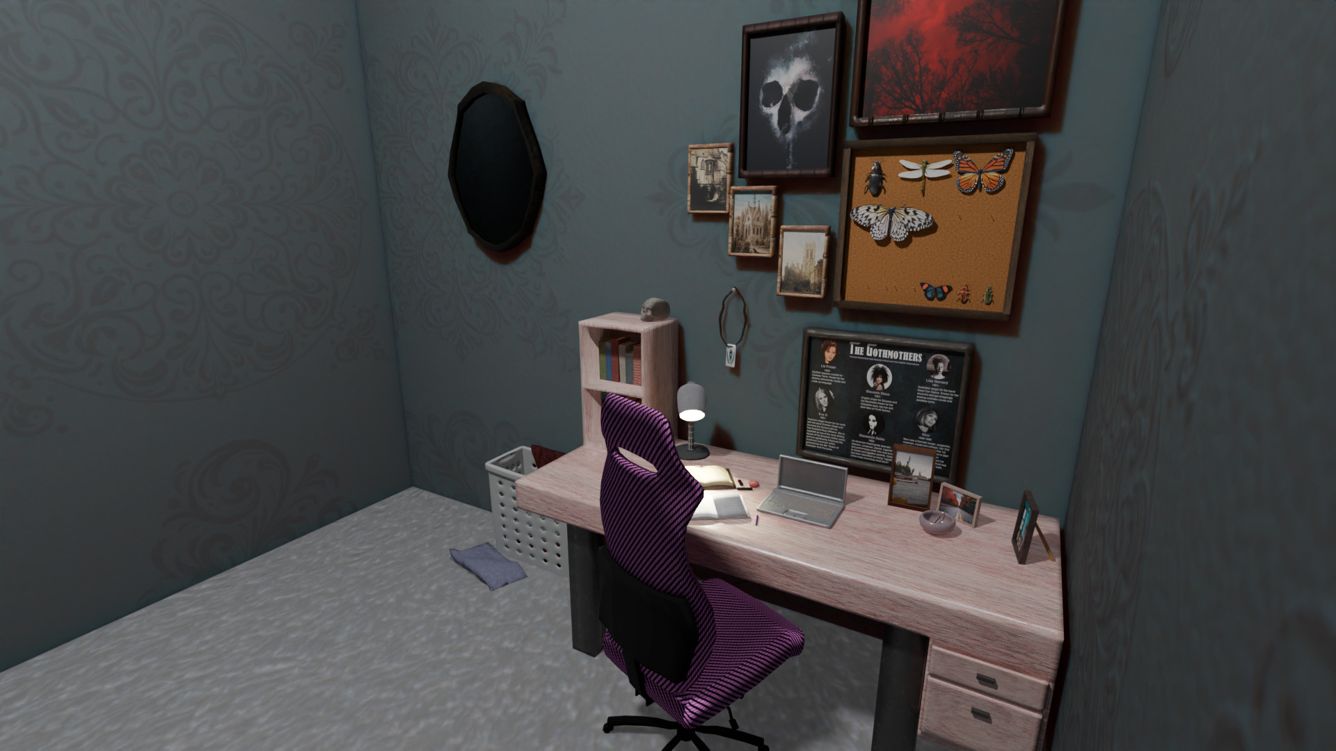 Gothic Room Desk Low-poly 3D model_2