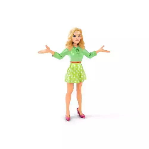 Polka Dot Skirt Character  Rigged and Animated