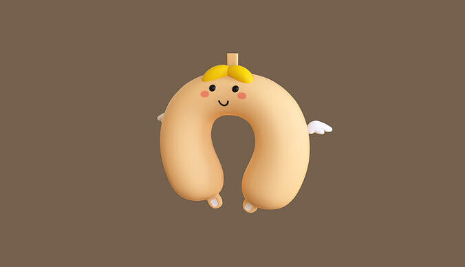 Cartoon Angel U-Shaped Neck Pillow  Low-poly 3D model