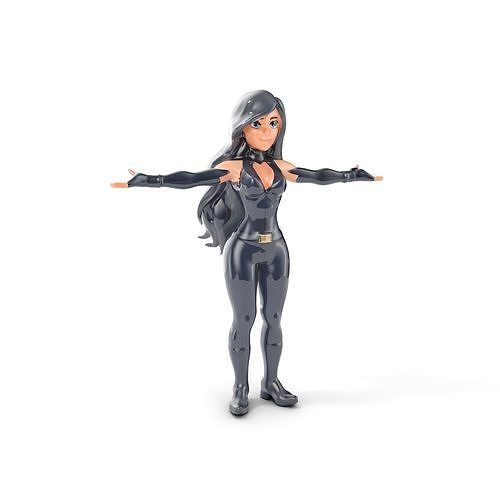 Stealth Agent in Black Catsuit Rigged and Animated D Model Low-poly 3D model