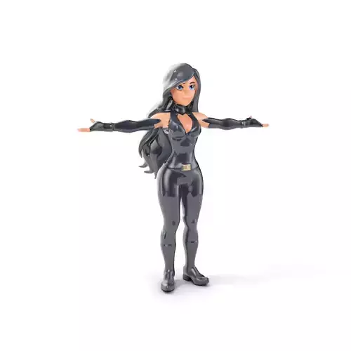 Stealth Agent in Black Catsuit Rigged and Animated D Model Low-poly 3D model