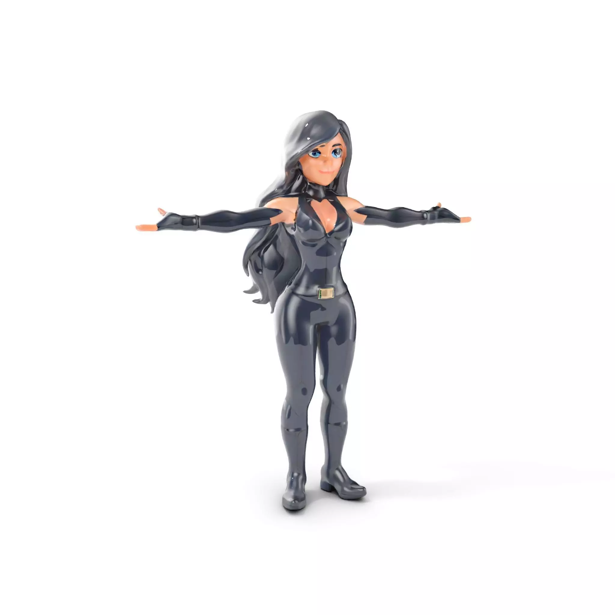 Stealth Agent in Black Catsuit Rigged and Animated D Model Low-poly 3D model_0