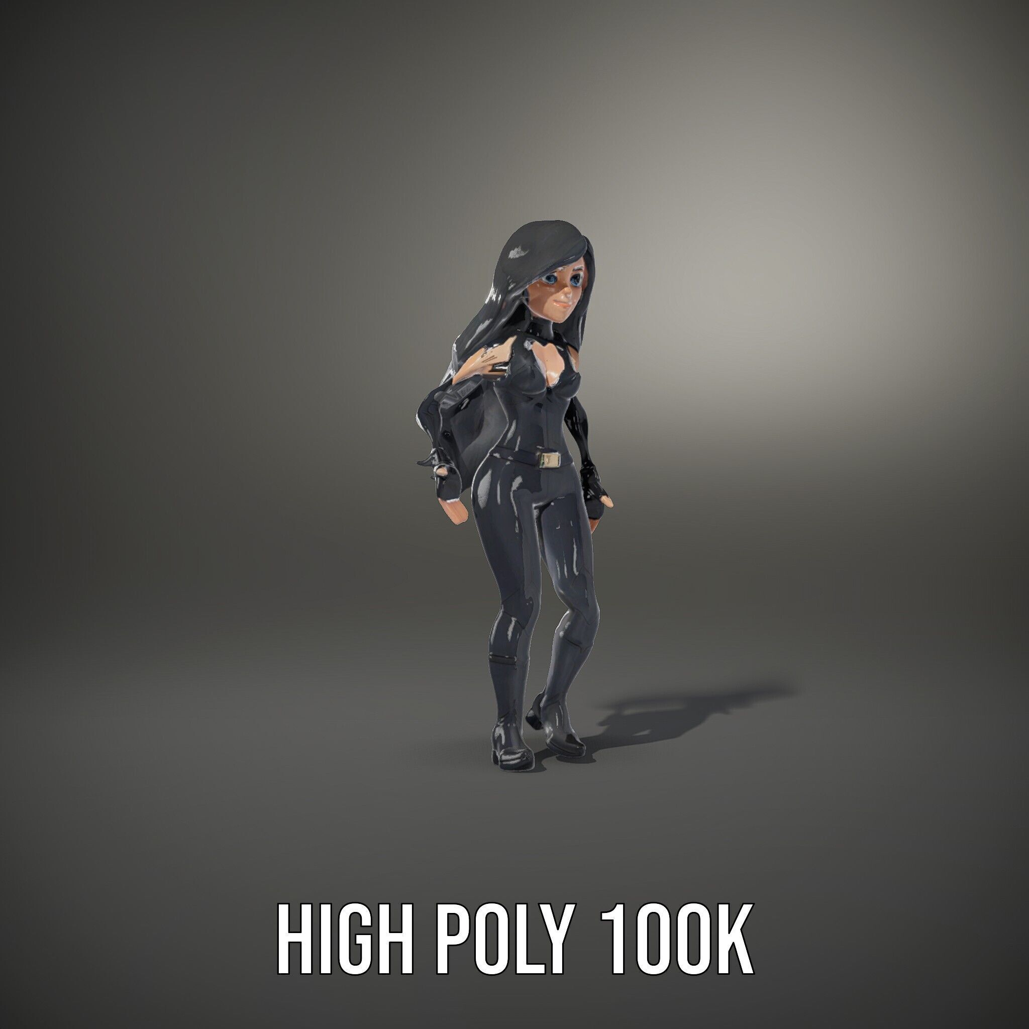 Stealth Agent in Black Catsuit Rigged and Animated D Model Low-poly 3D model_9