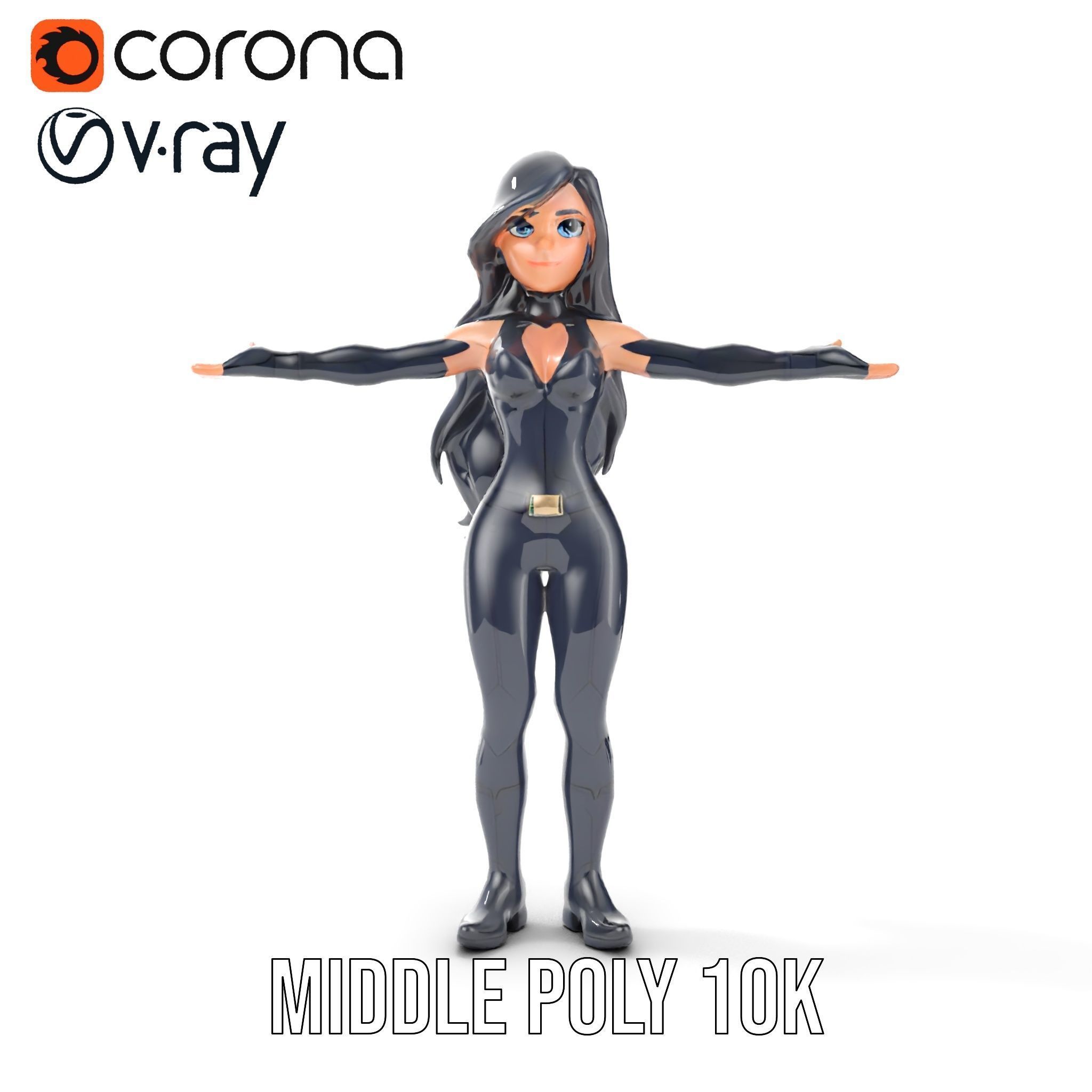 Stealth Agent in Black Catsuit Rigged and Animated D Model Low-poly 3D model_17