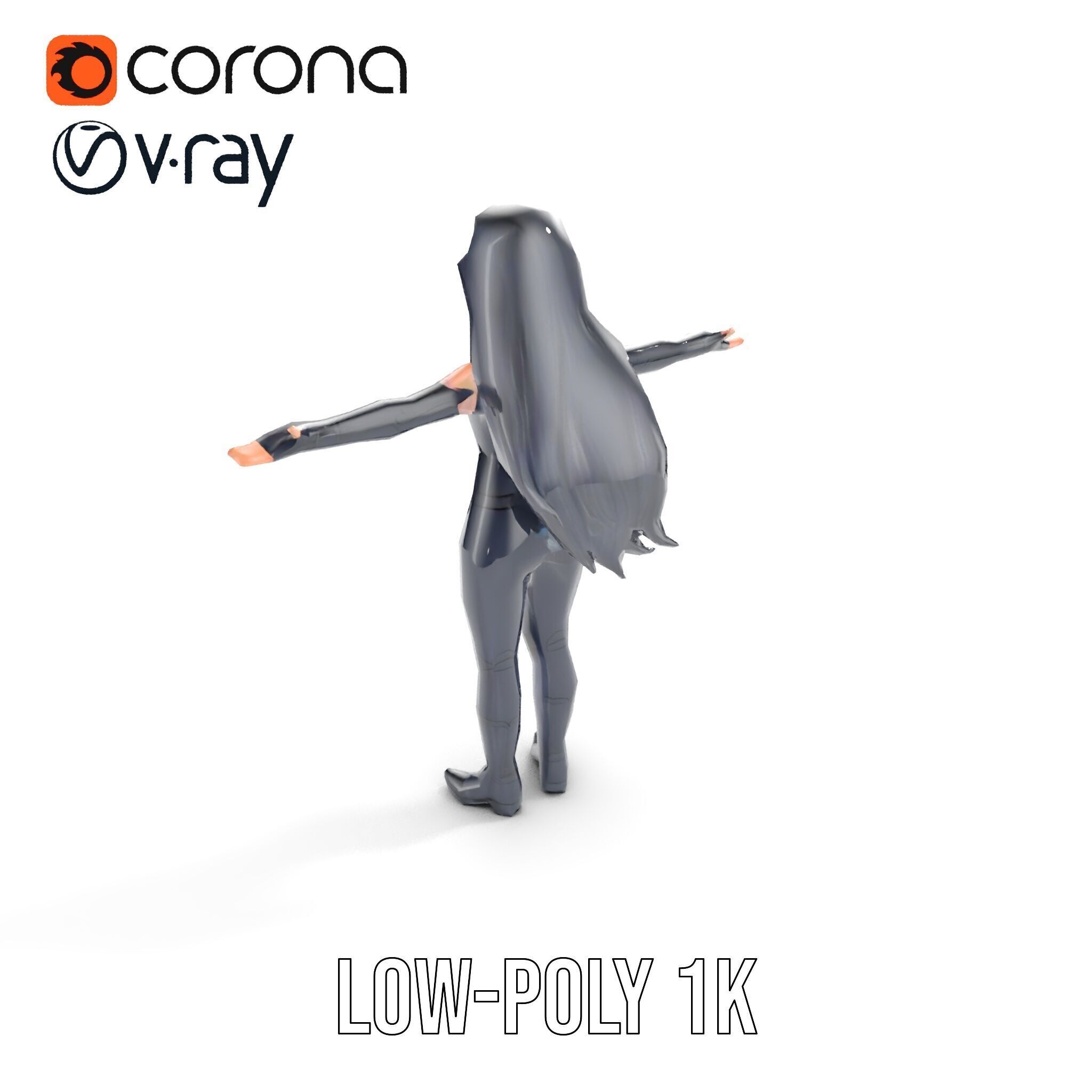 Stealth Agent in Black Catsuit Rigged and Animated D Model Low-poly 3D model_18