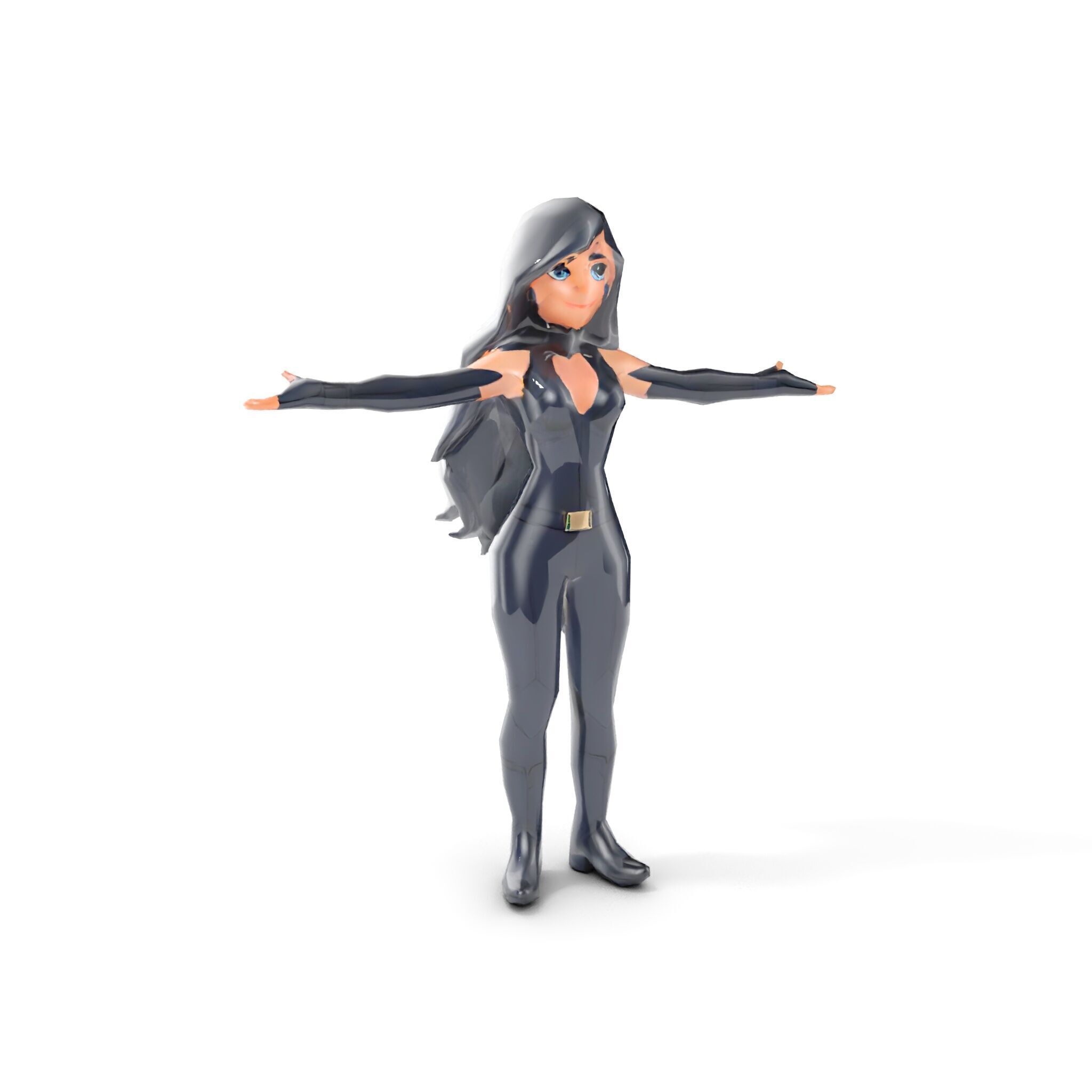 Stealth Agent in Black Catsuit Rigged and Animated D Model Low-poly 3D model_10