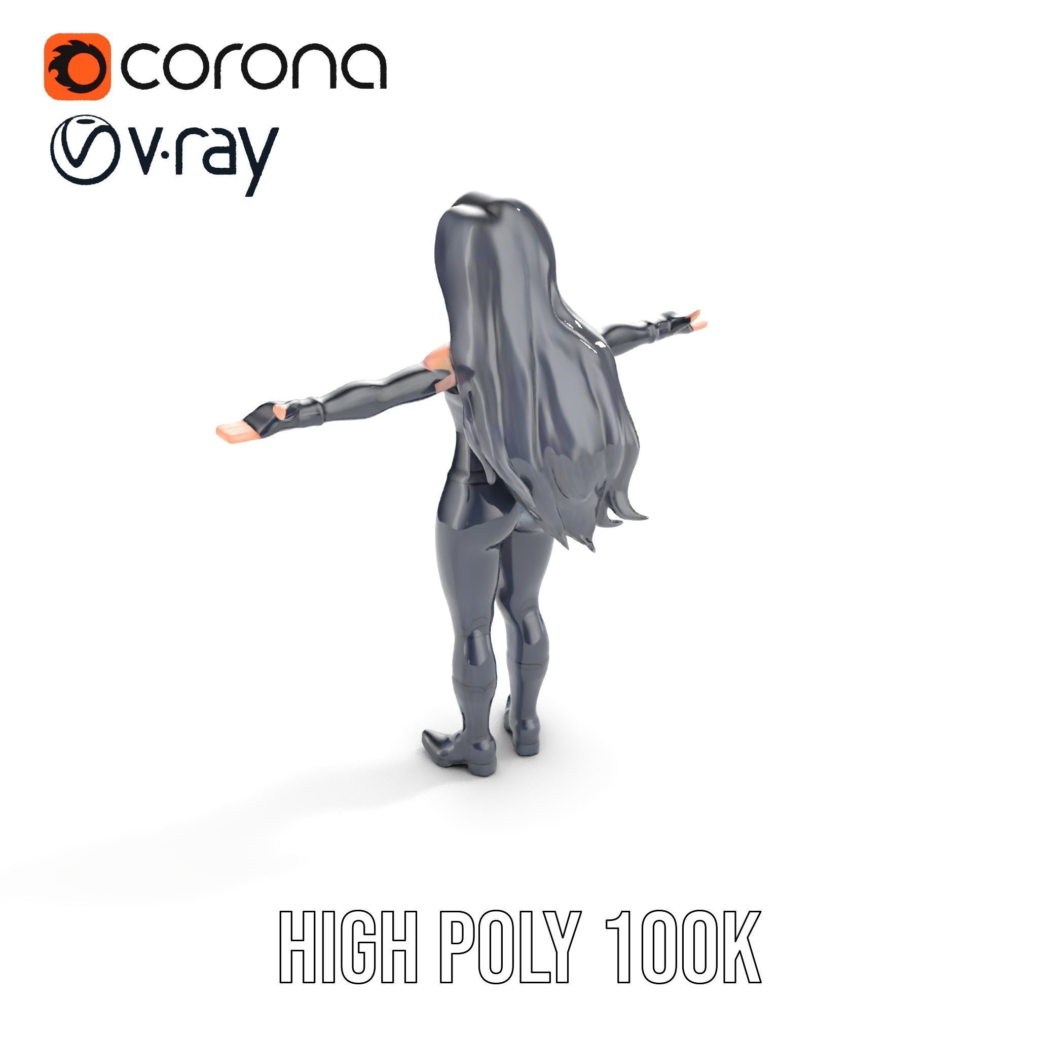 Stealth Agent in Black Catsuit Rigged and Animated D Model Low-poly 3D model_19