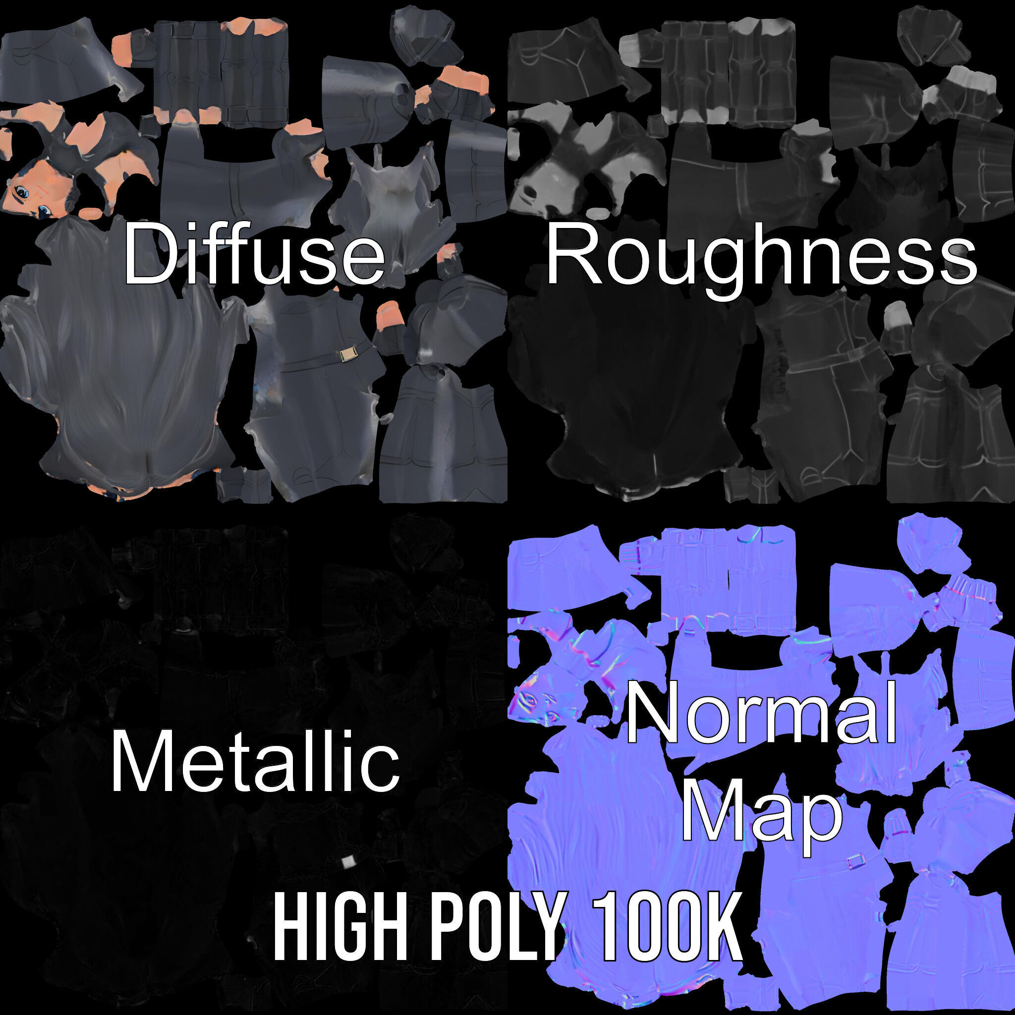 Stealth Agent in Black Catsuit Rigged and Animated D Model Low-poly 3D model_4