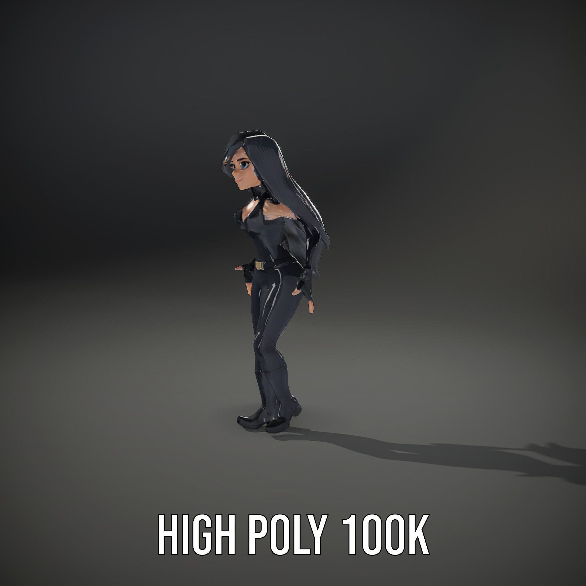 Stealth Agent in Black Catsuit Rigged and Animated D Model Low-poly 3D model_16