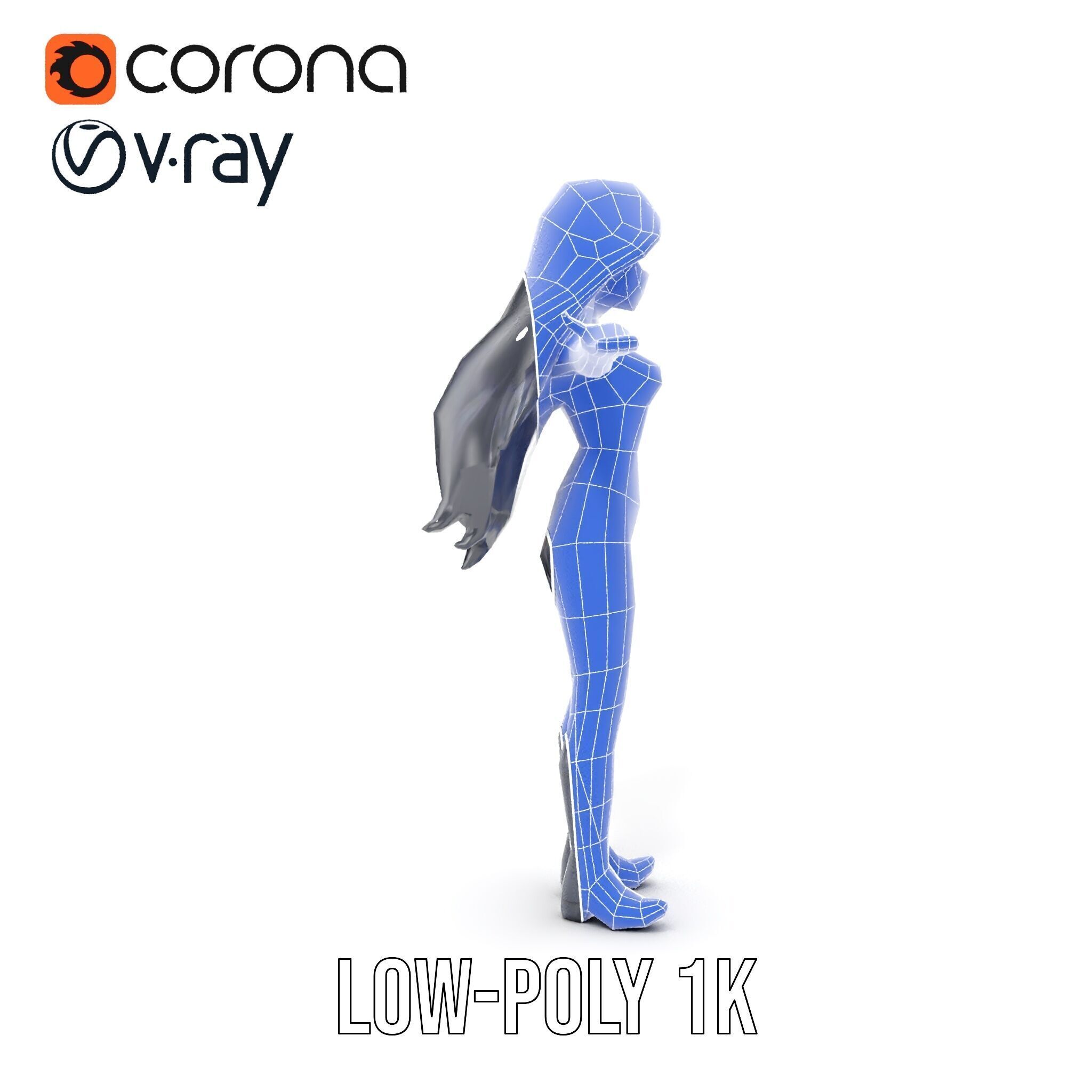 Stealth Agent in Black Catsuit Rigged and Animated D Model Low-poly 3D model_23