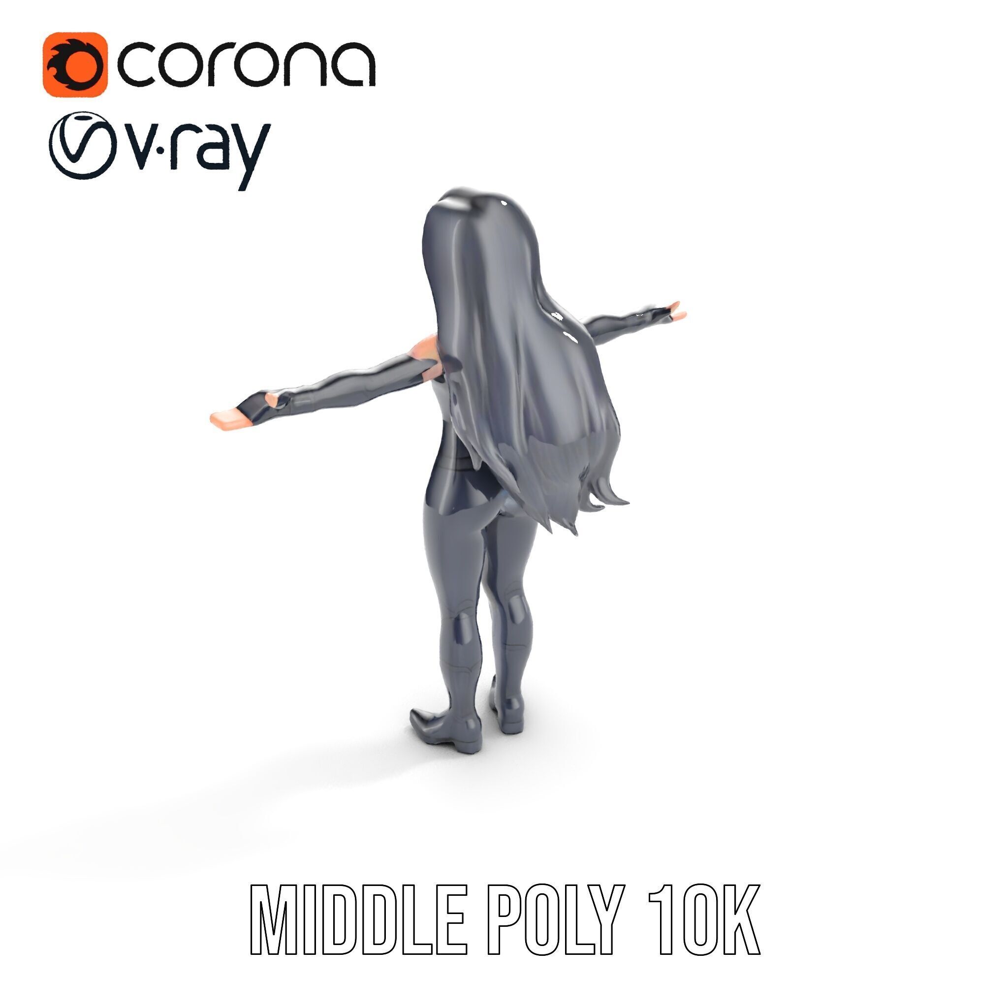 Stealth Agent in Black Catsuit Rigged and Animated D Model Low-poly 3D model_14