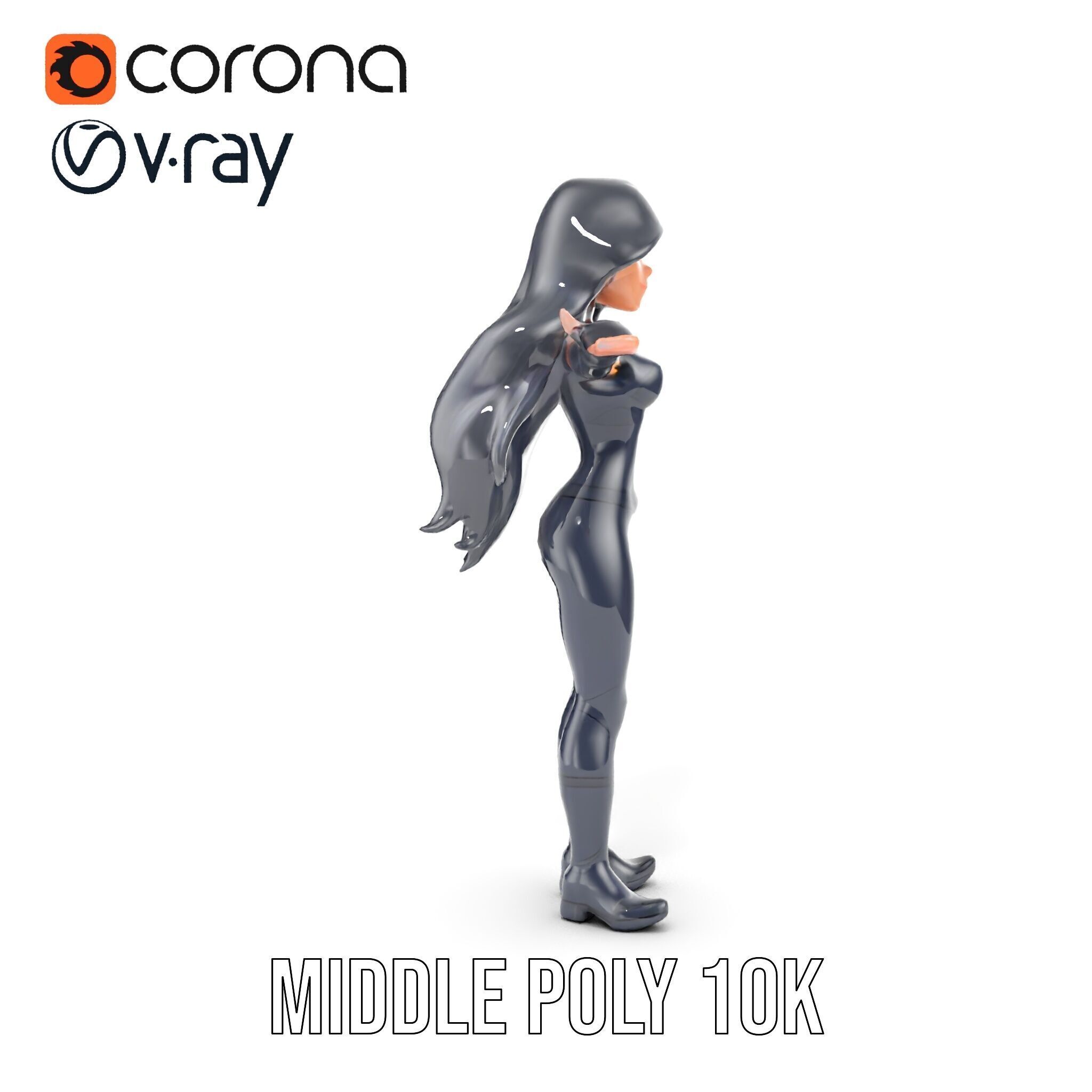 Stealth Agent in Black Catsuit Rigged and Animated D Model Low-poly 3D model_30