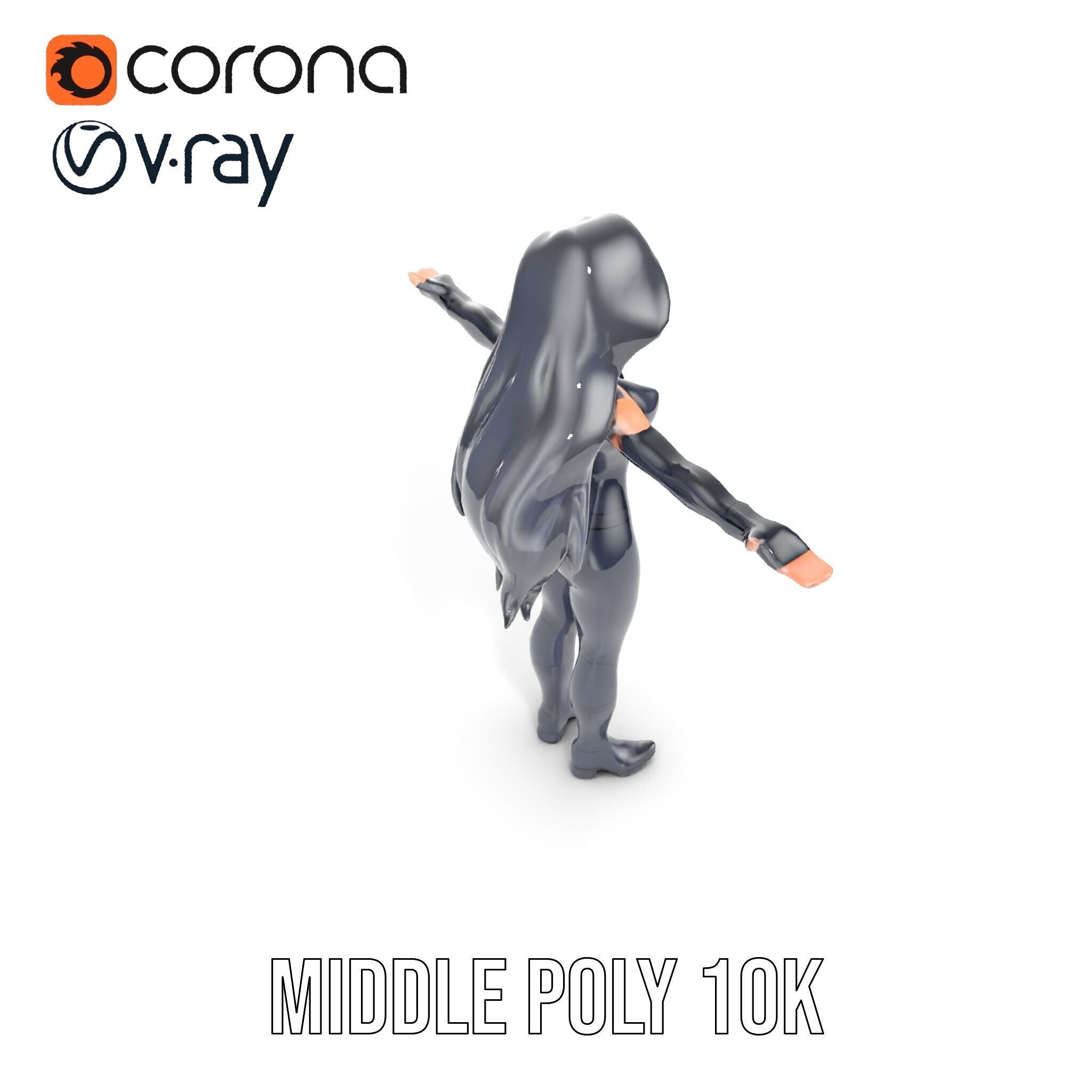 Stealth Agent in Black Catsuit Rigged and Animated D Model Low-poly 3D model_20