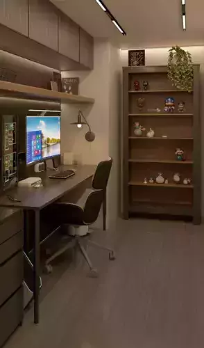 Modern Home Office Interior Scene Sleek Workspace Design