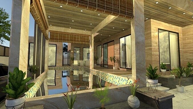Contemporary House Design A40  DWG  SketchUp Model 3D model