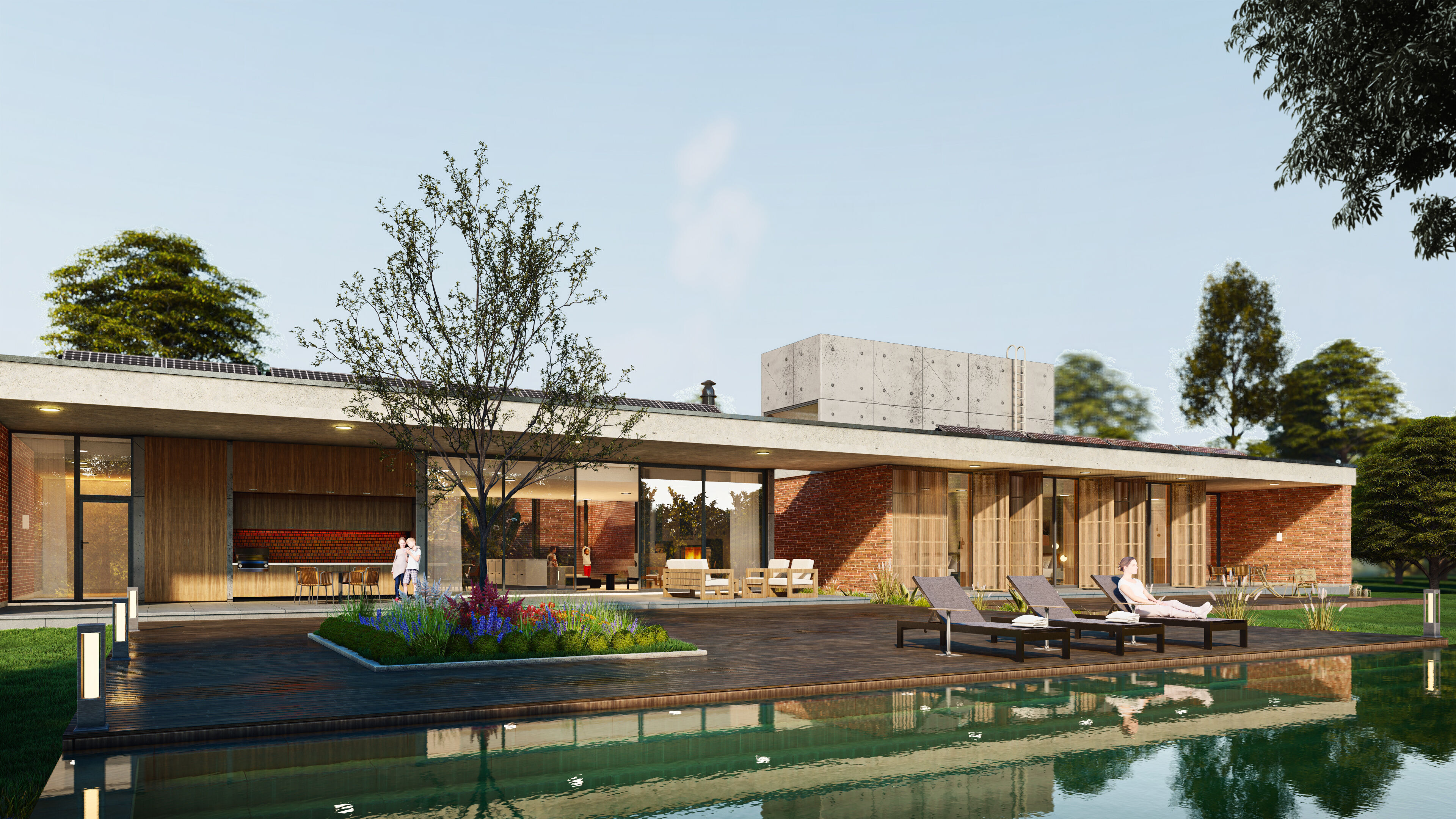 Modern Tropical Villa Exterior 3D Model with Pool and Garden 3D model_4