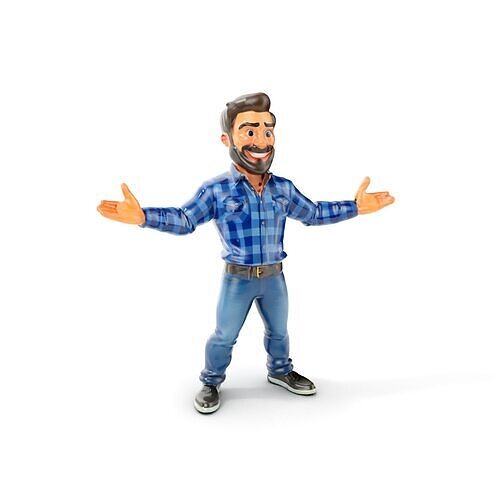 Casual Plaid Shirt Character Rigged and Animated Low-poly 3D model