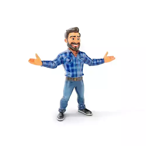 Casual Plaid Shirt Character Rigged and Animated Low-poly 3D model