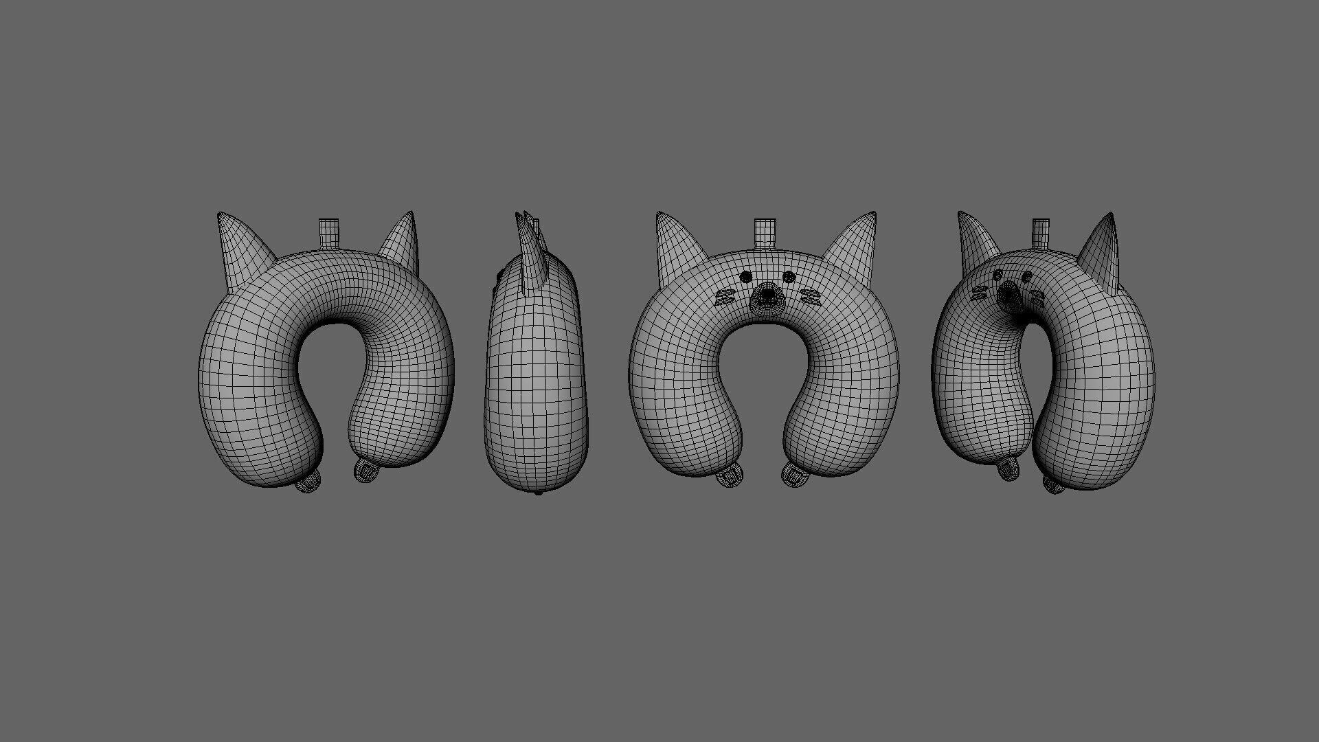 Cartoon Cat U-Shaped Neck Pillow Low-poly 3D model_7