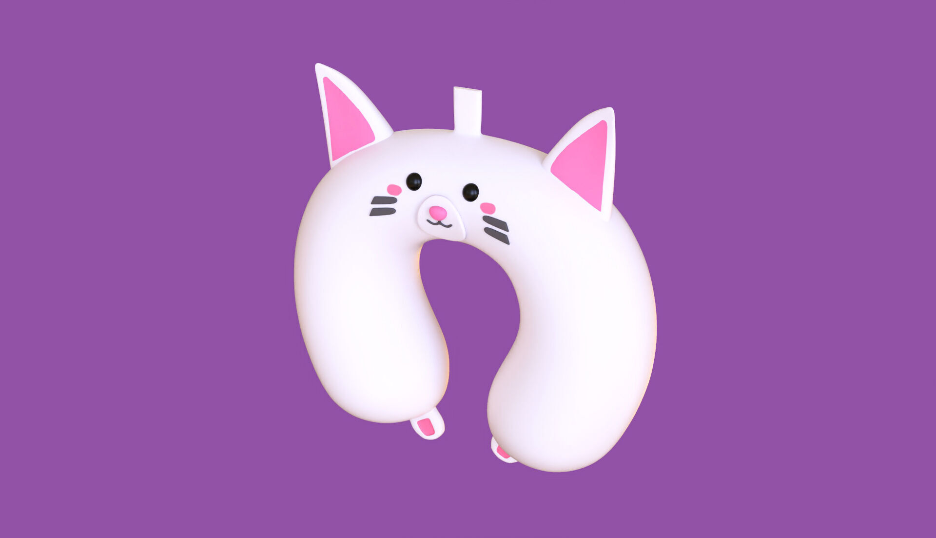 Cartoon Cat U-Shaped Neck Pillow Low-poly 3D model_5