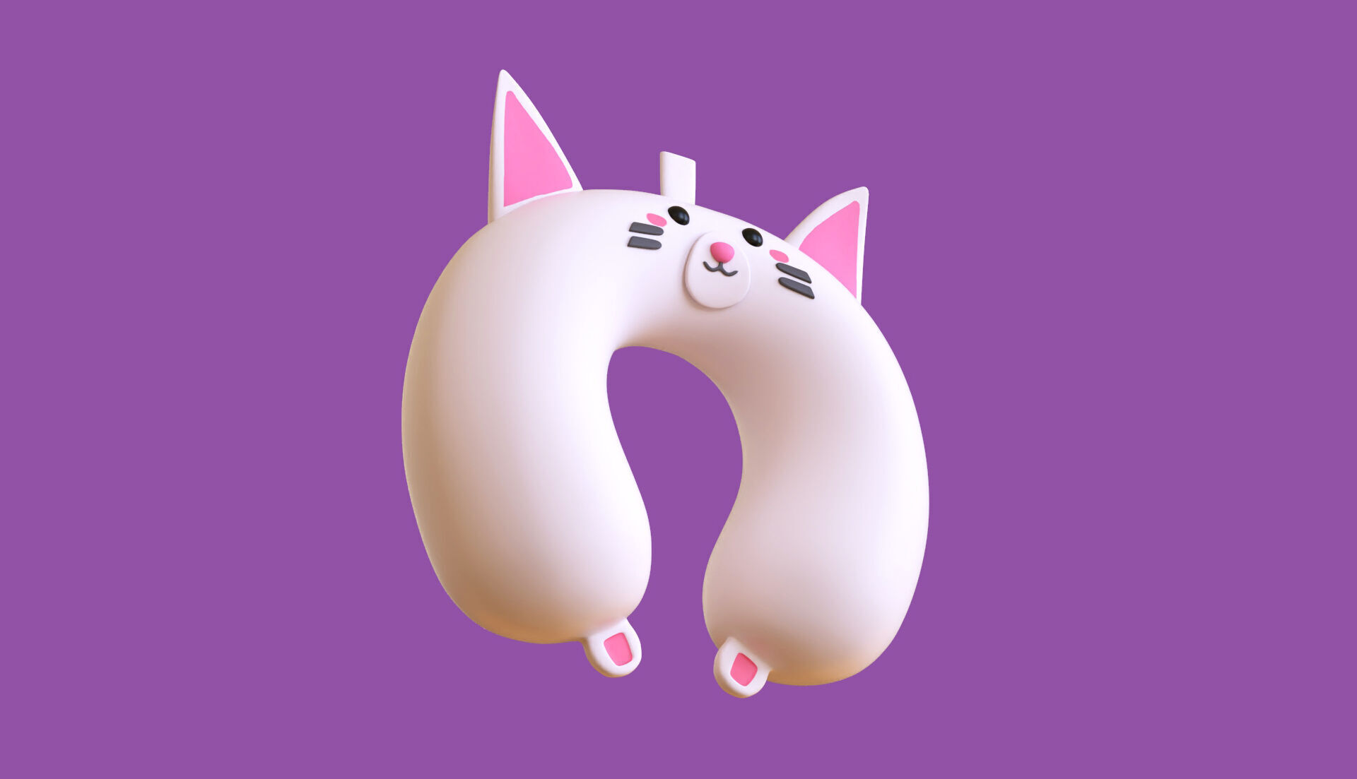 Cartoon Cat U-Shaped Neck Pillow Low-poly 3D model_6