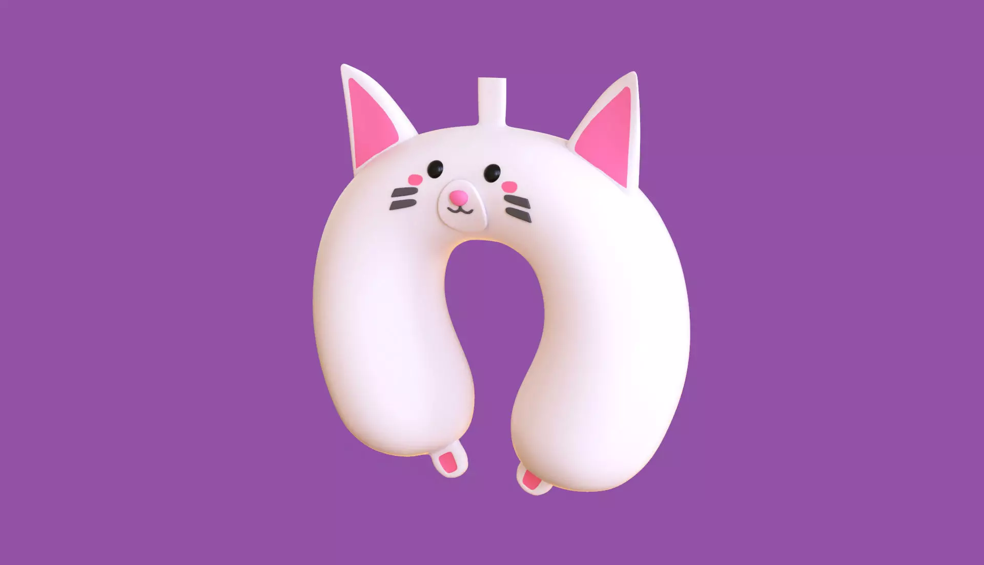 Cartoon Cat U-Shaped Neck Pillow Low-poly 3D model_0
