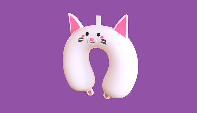 Cartoon Cat U-Shaped Neck Pillow Low-poly 3D model