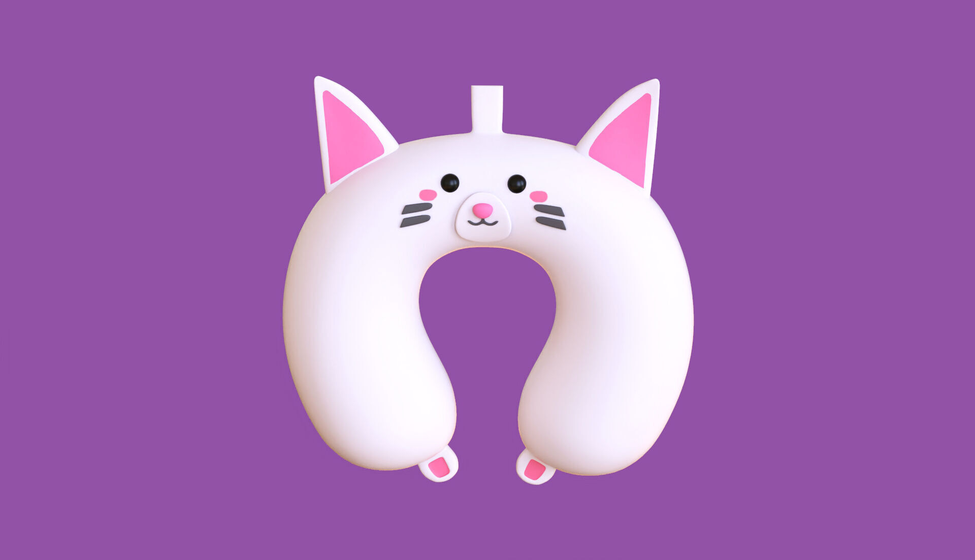 Cartoon Cat U-Shaped Neck Pillow Low-poly 3D model_4
