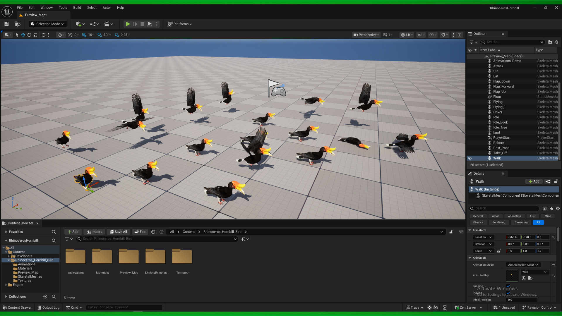 Rhinoceros Hornbill Bird Low-poly 3D model_2