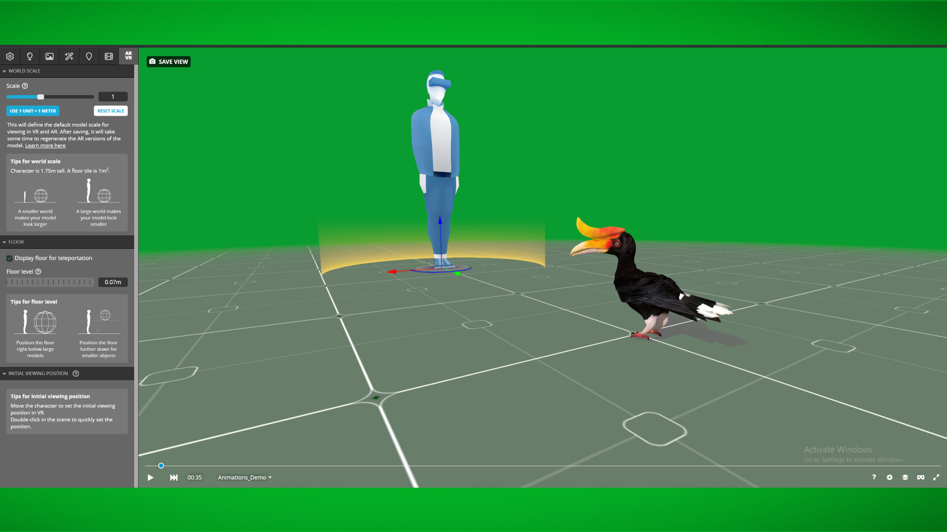 Rhinoceros Hornbill Bird Low-poly 3D model_8