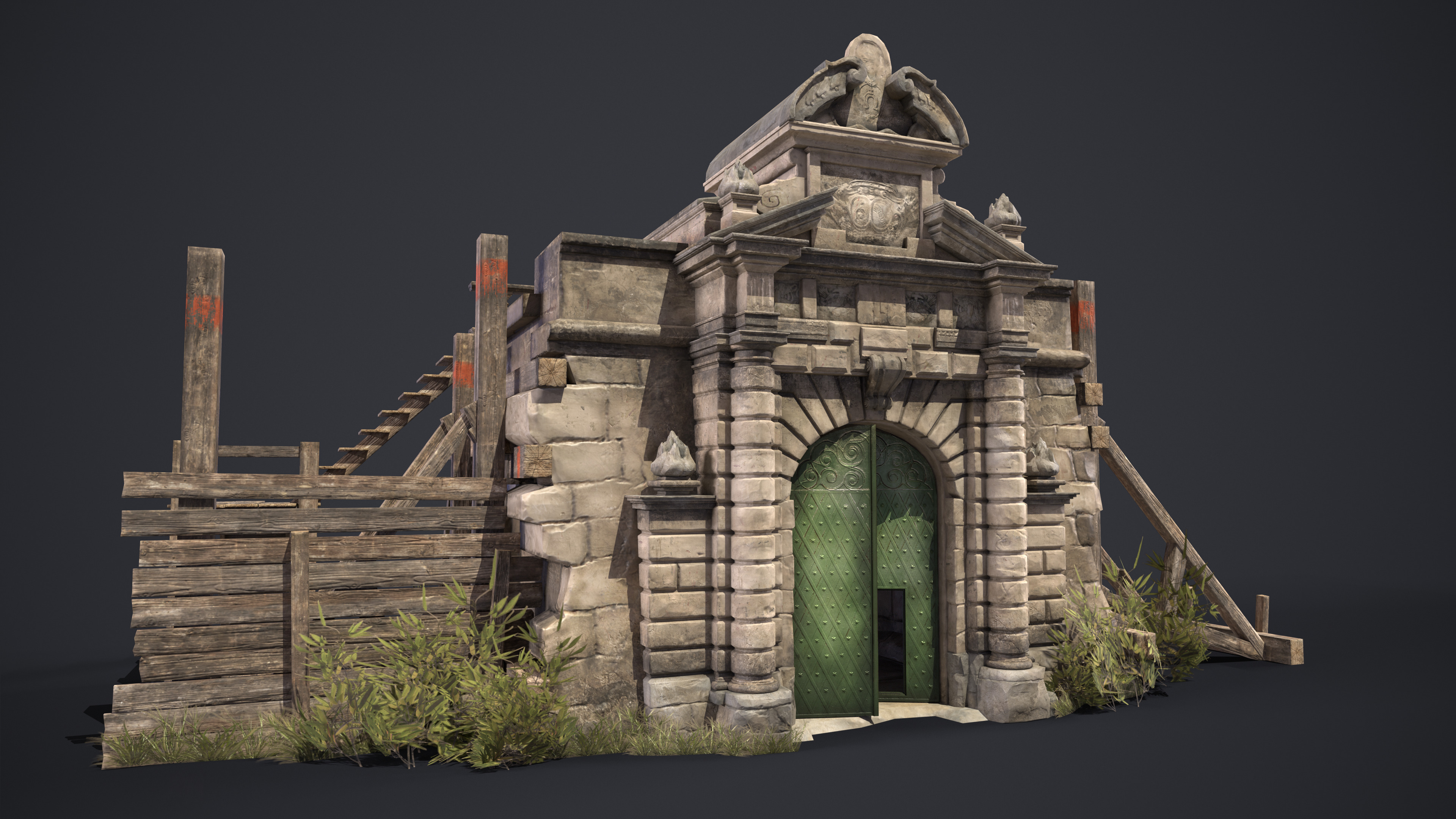 Old Portal Castle Low-poly 3D model_1